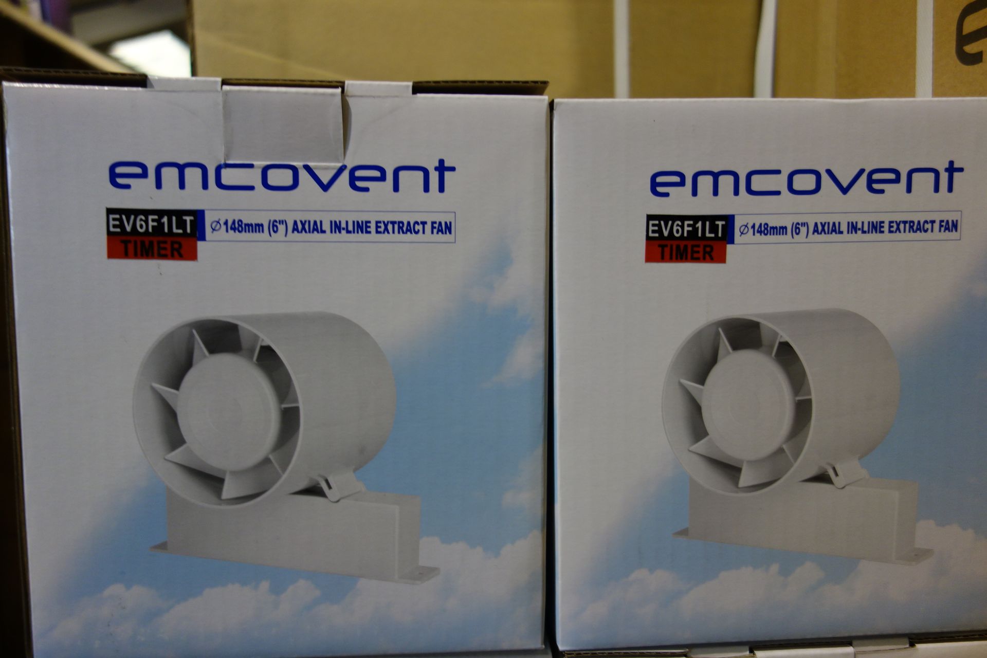 6 X Emcovent EV6F1LT Timer 6IN In-Line Fan With Feet + Timer