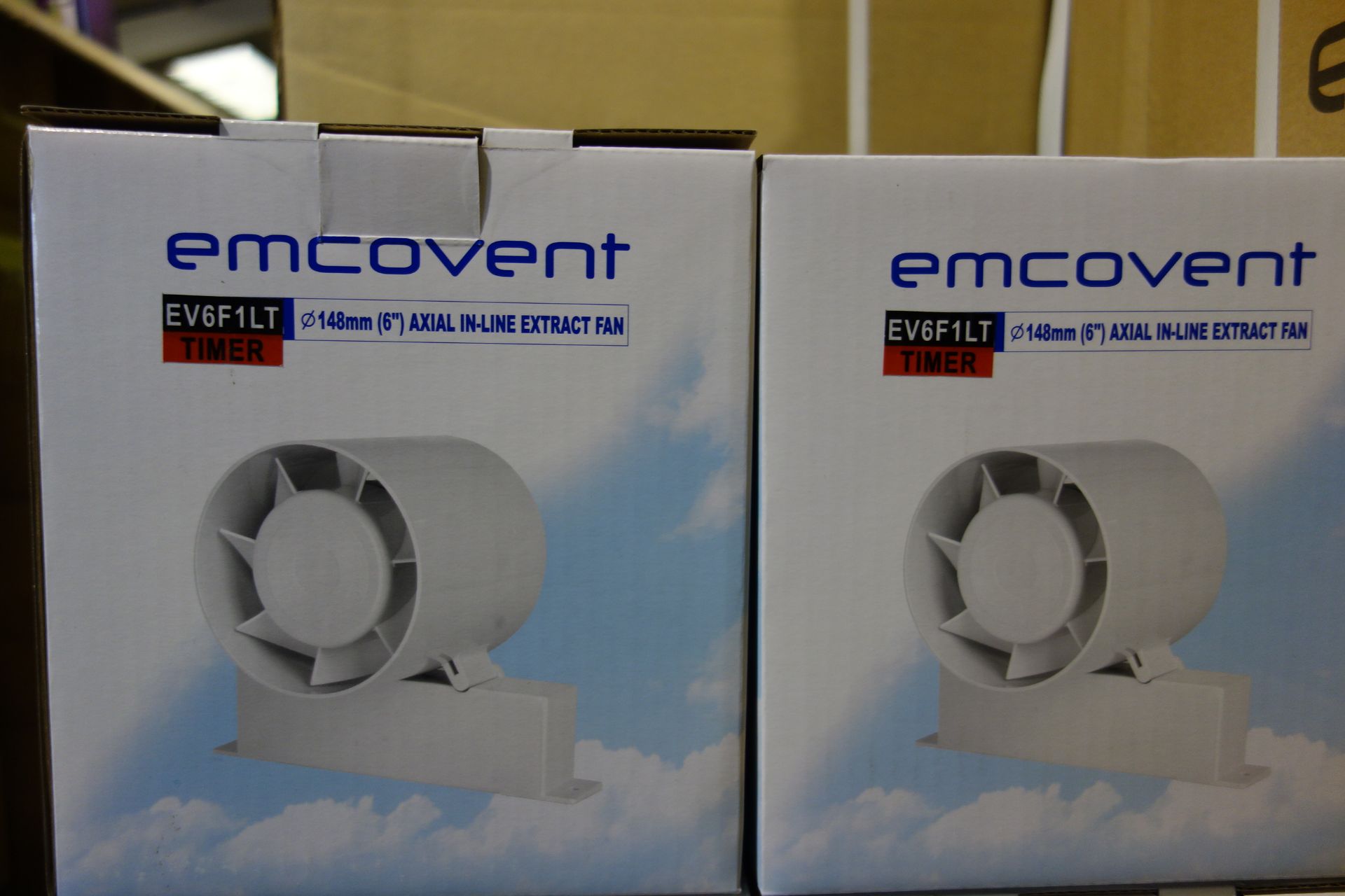 6 X Emcovent EV6F1LT Timer 6IN In-Line Fan With Feet + Timer