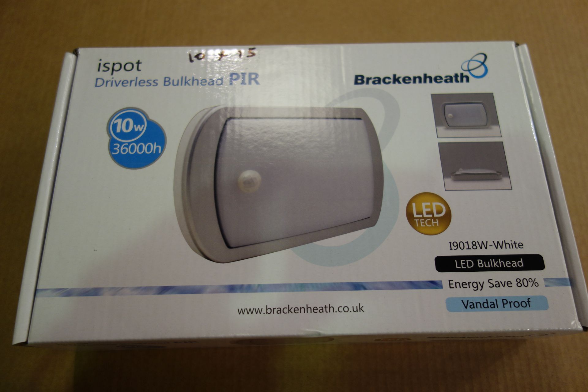 10 X Brakenheath I9018W-White 10W Driverless Bulkhead With PIR Vandal Proof