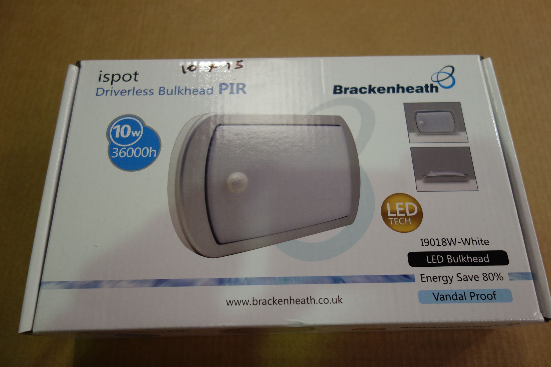 10 X Brakenheath I9018W-White 10W Driverless Bulkhead With PIR Vandal Proof