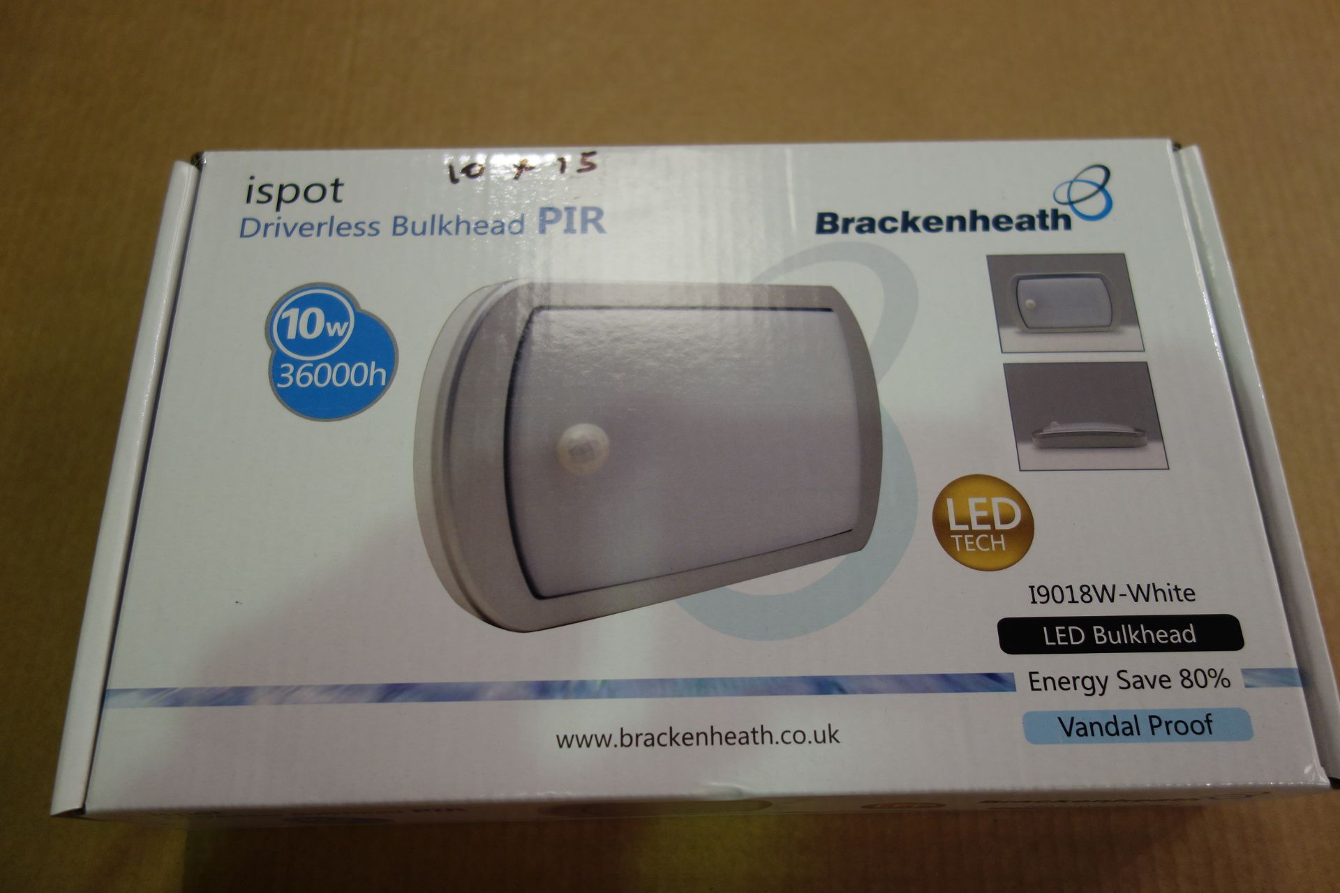 10 X Brakenheath I9018W-White 10W Driverless Bulkhead With PIR Vandal Proof