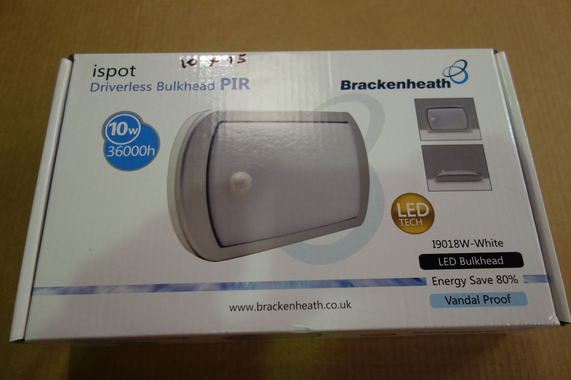 10 X Brakenheath I9018W-White 10W Driverless Bulkhead With PIR Vandal Proof