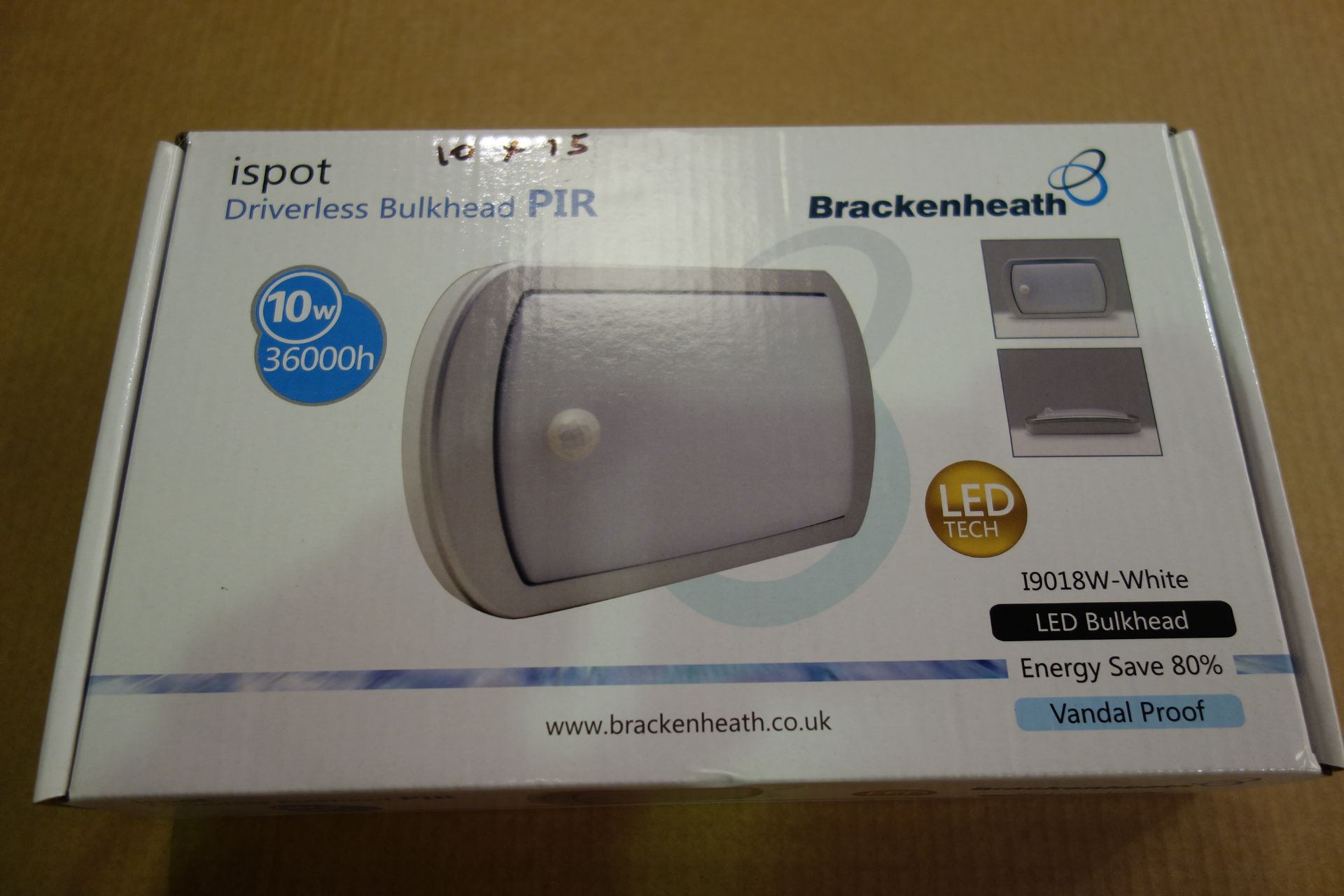 10 X Brakenheath I9018W-White 10W Driverless Bulkhead With PIR Vandal Proof