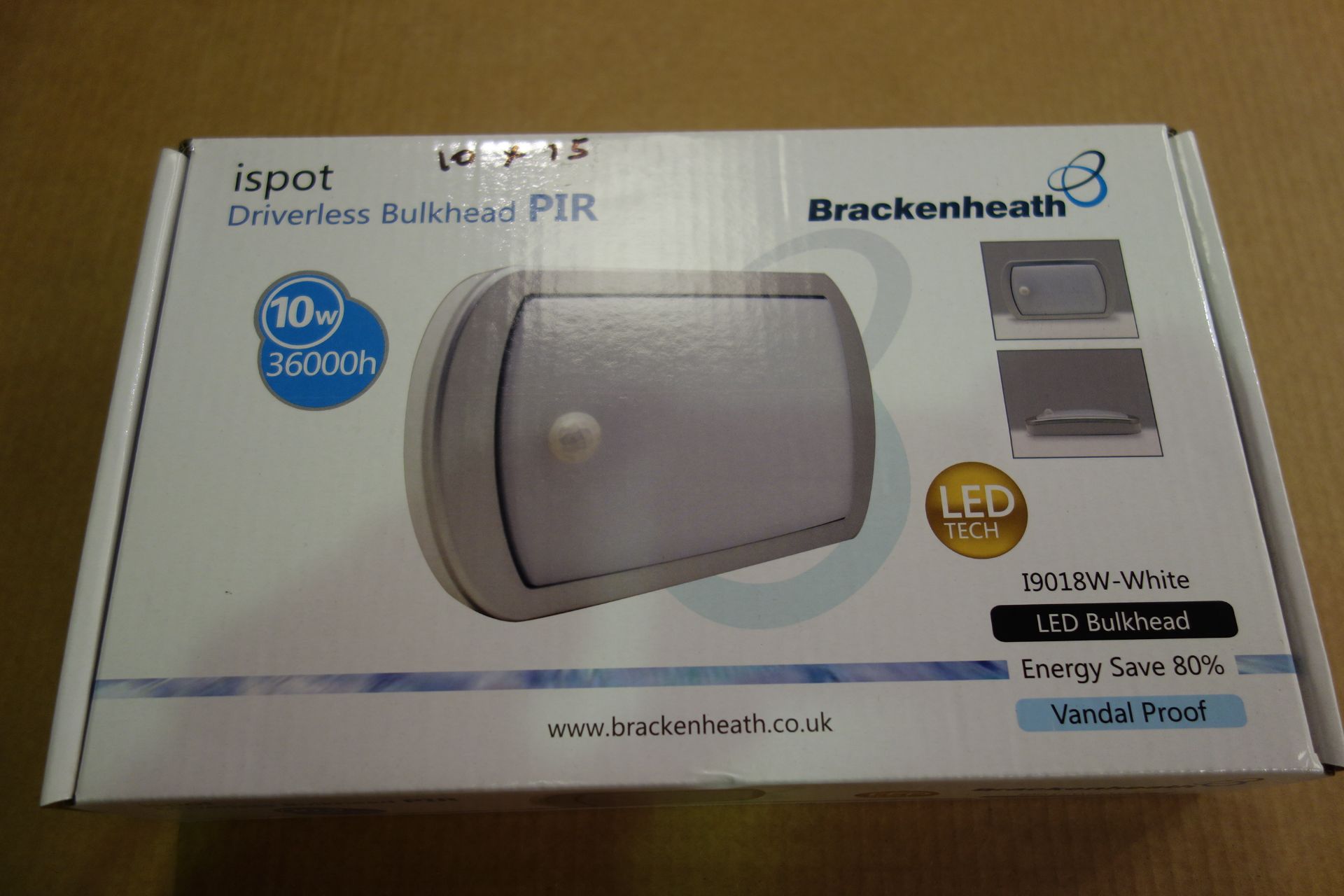 10 X Brakenheath I9018W-White 10W Driverless Bulkhead With PIR Vandal Proof