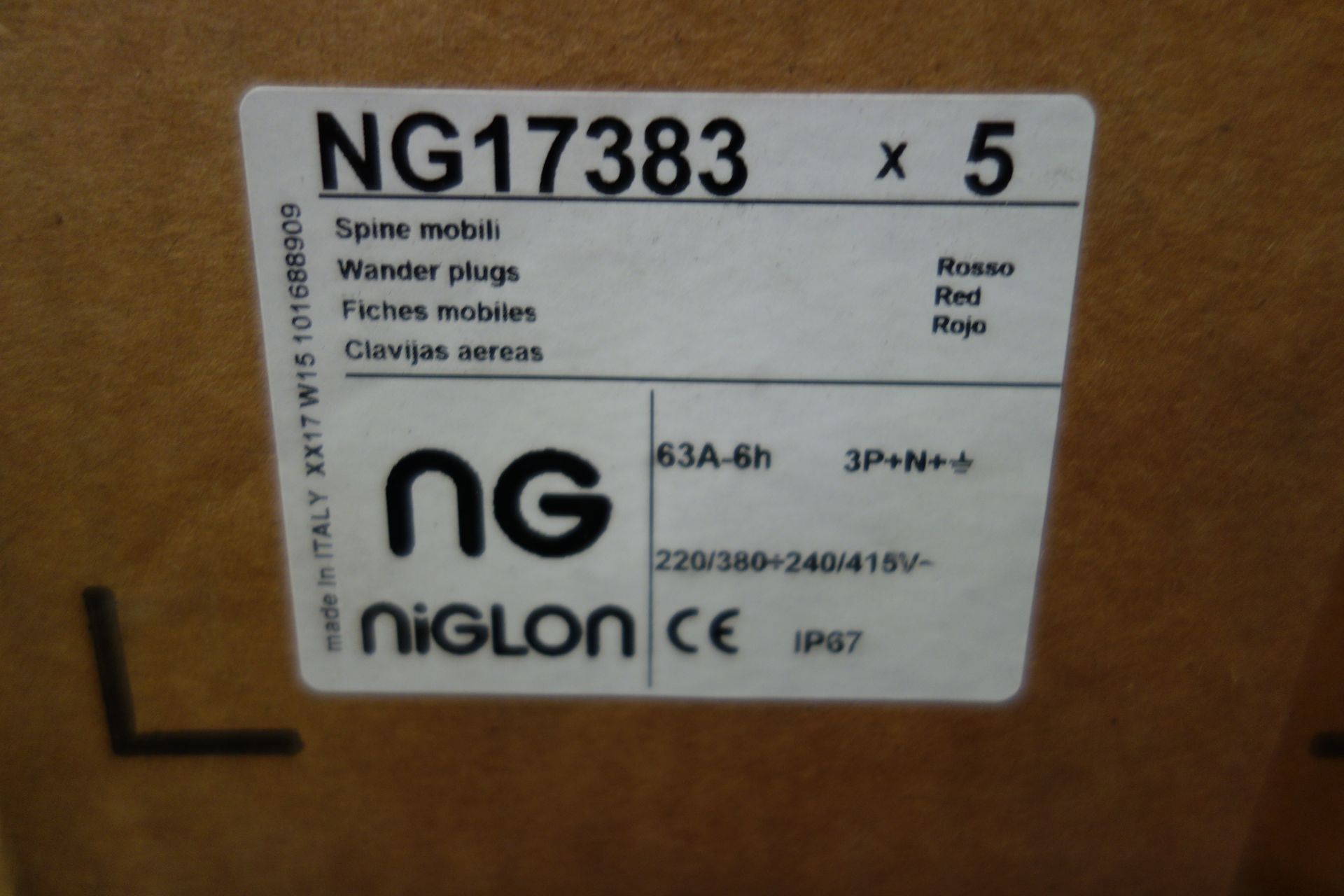 10 X Niglon NG17383 63A 3P + N Red Male Socket