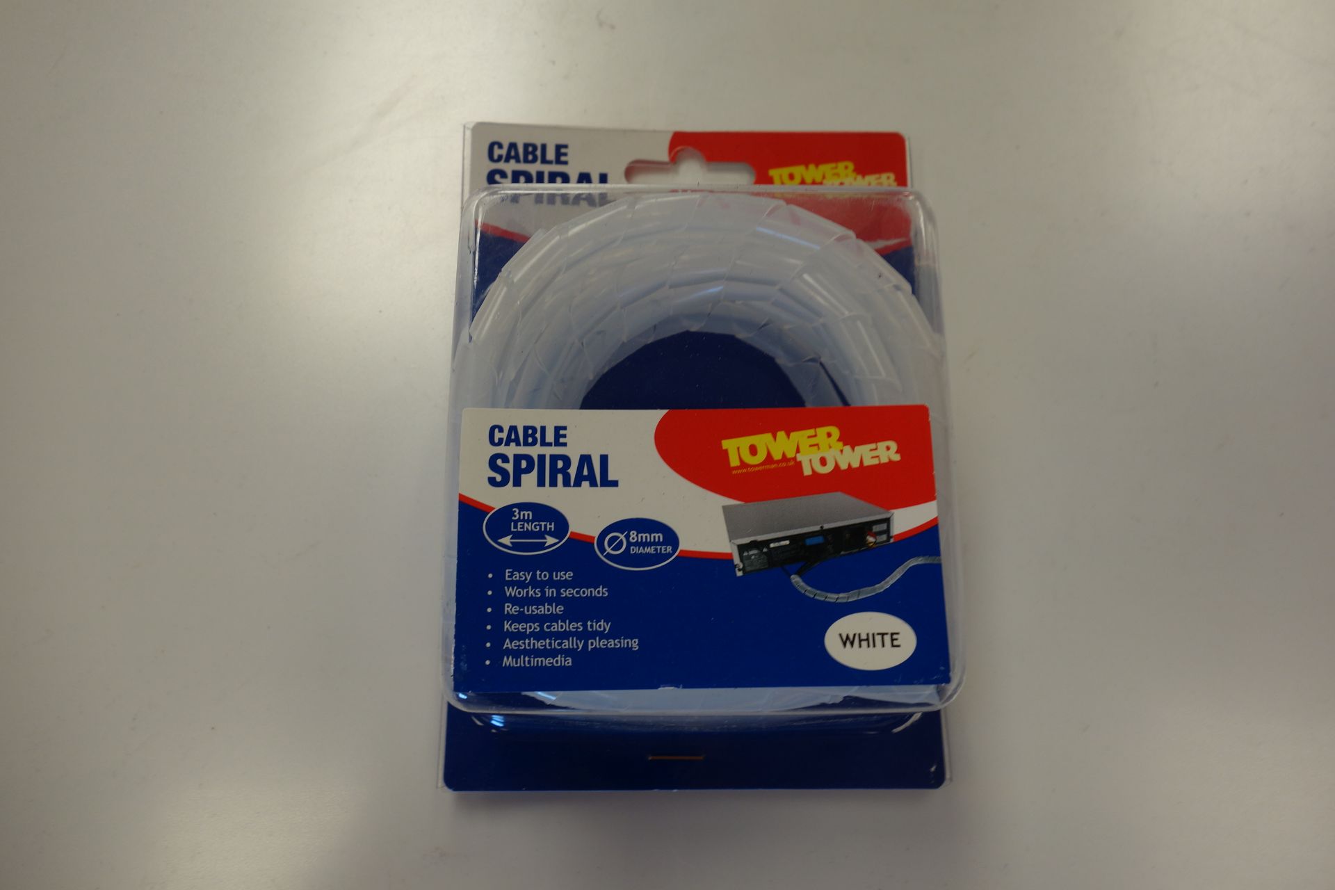 80 X Tower 530831 Cable Spirals White 3M Lengh 8MM Diameter Easy To Use