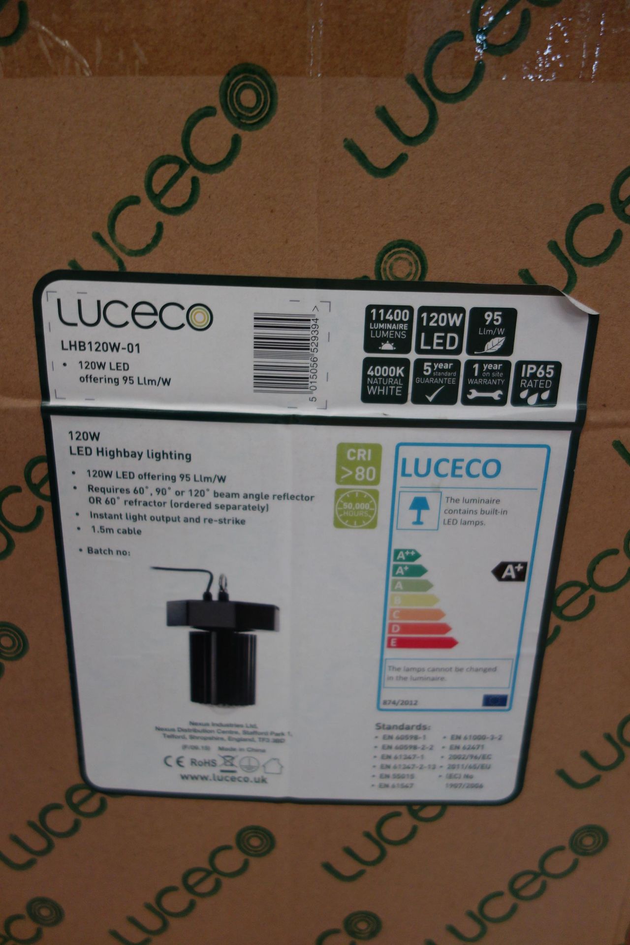4 X Luceo LHB120W-01 120W LED High Bay 11400 Lumens With Reflexter