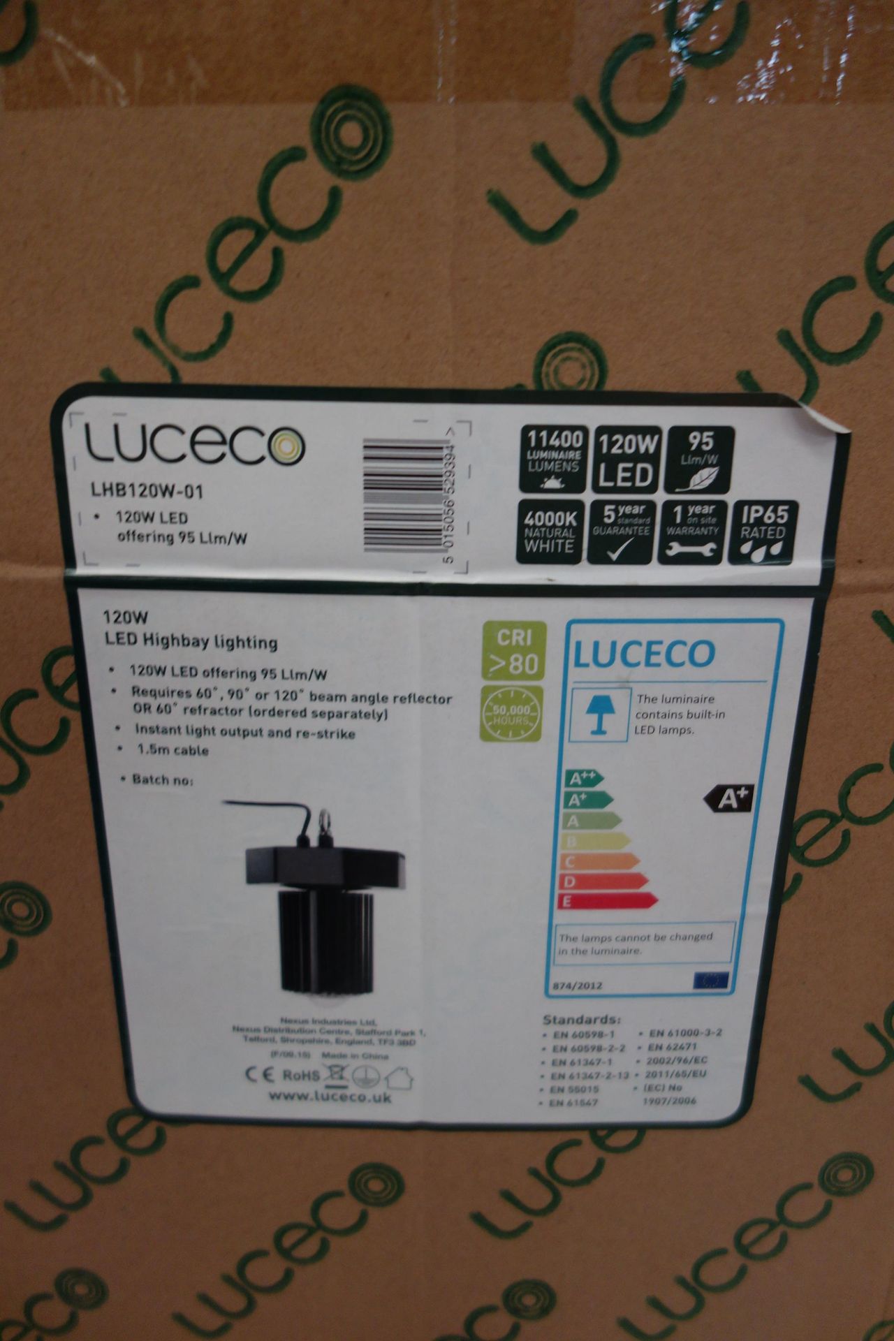 4 X Luceo LHB120W-01 120W LED High Bay 11400 Lumens With Reflexter