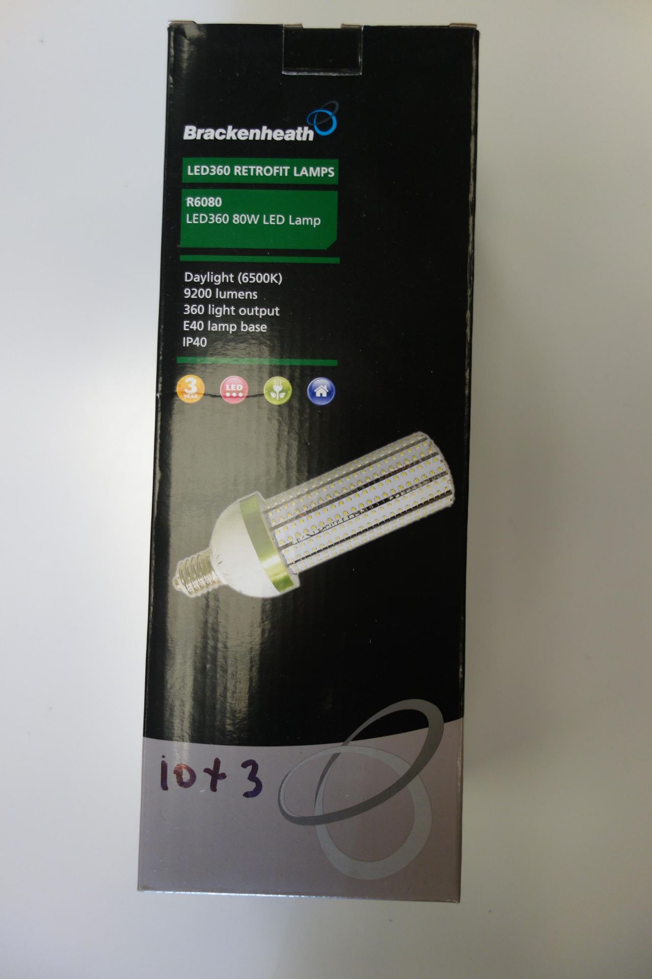 3 X Brakenheath R6080 LED 360 Retrofit Lamps 80W LED Daylight 6500K 9200 Lumen 360 Light Output