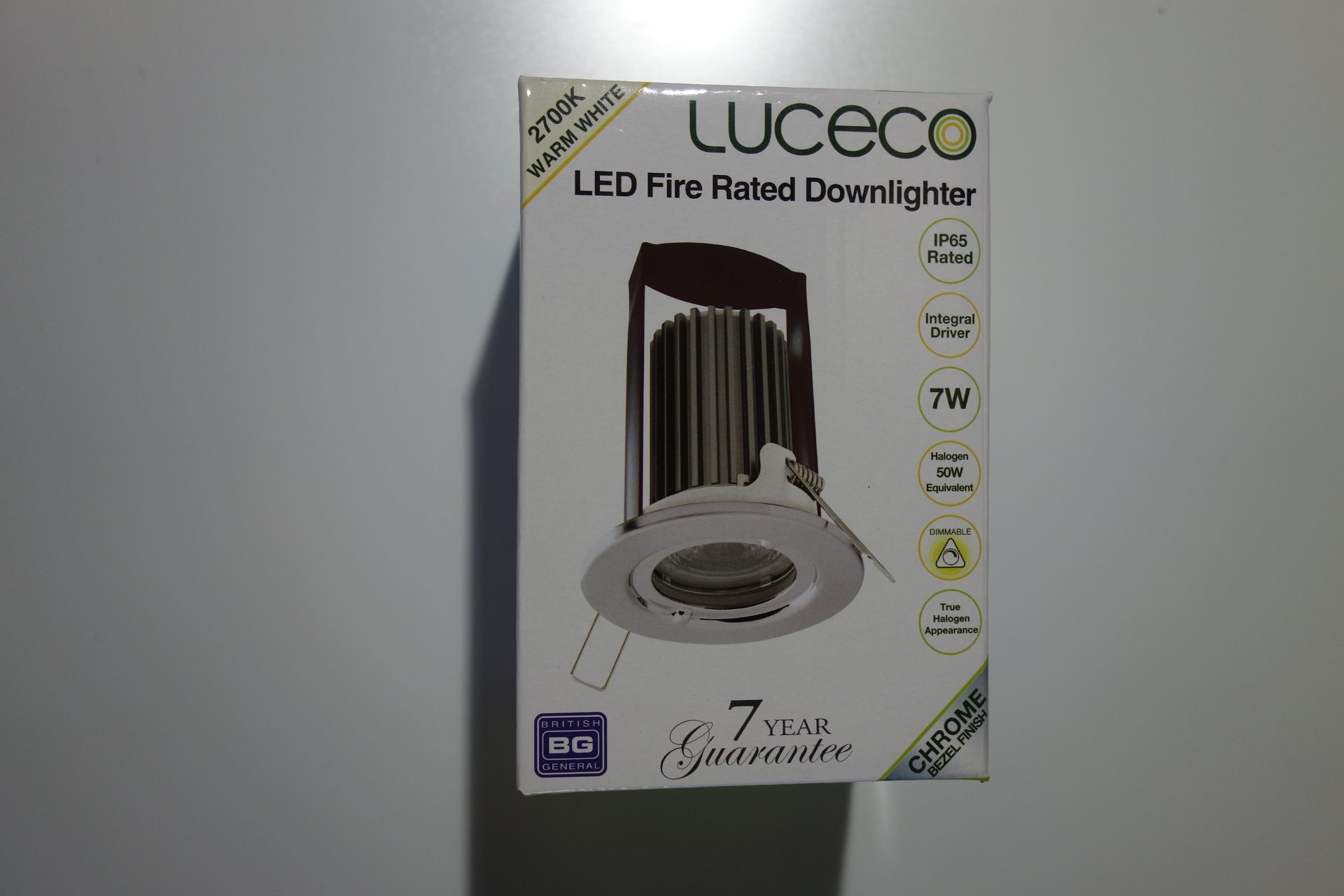 20 X LUCECO LFR7PC450D27 7W LED Fire Rated Downlight With/Integral Driver