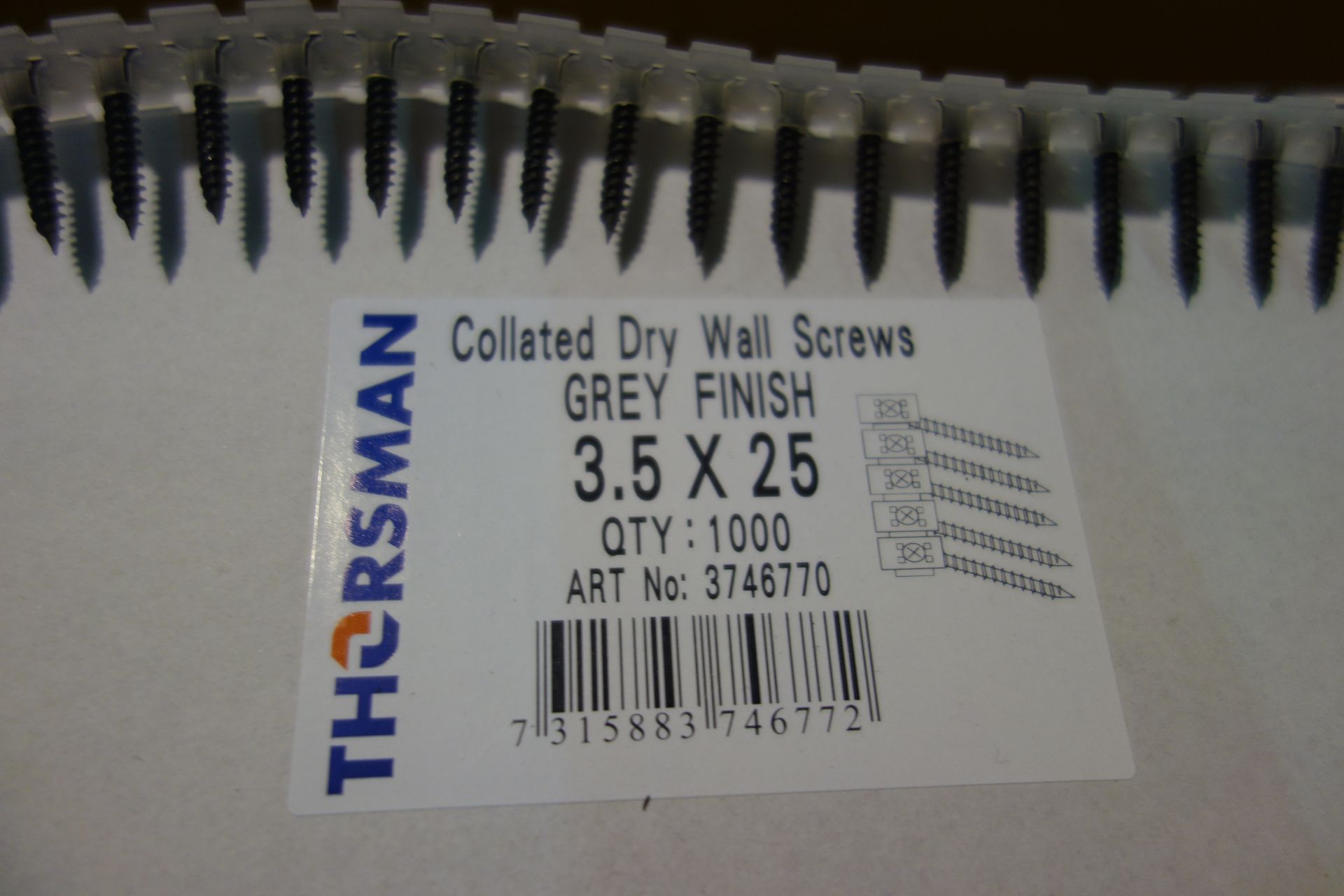 30.000 X Thorsman 3746770 3.5 X 25 Collated Dry Wall Screws Grey Finish