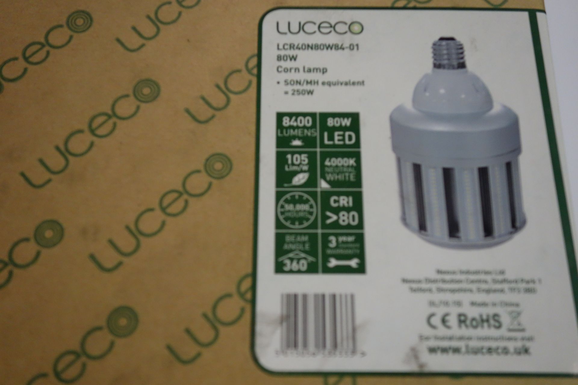 6 X Luceco LCR40N80W 84-01 Corn Lamps 80W LED 4000K Neutral White 8400 Lumens Son/MH Equivlent =