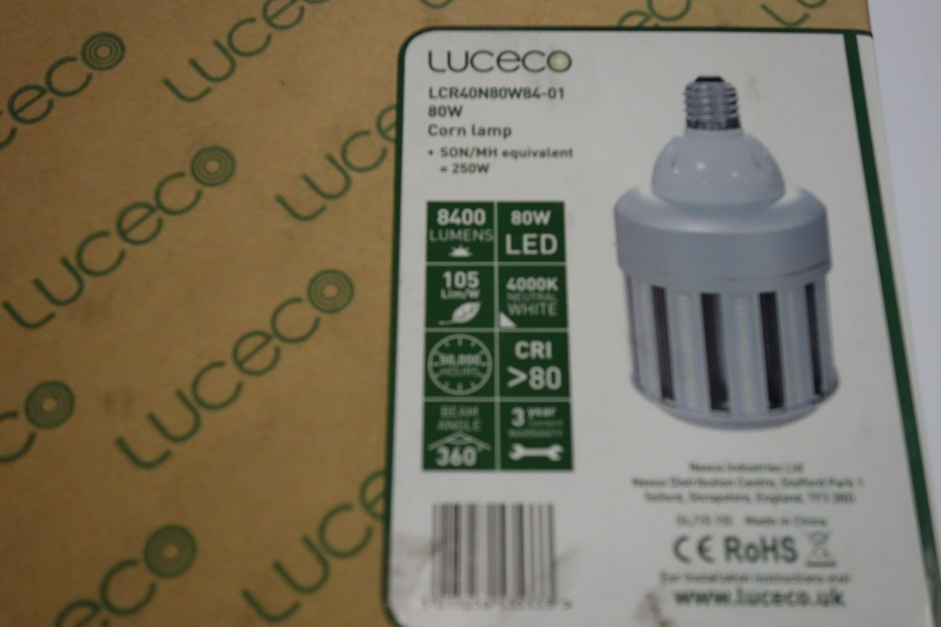 6 X Luceco LCR40N80W 84-01 Corn Lamps 80W LED 4000K Neutral White 8400 Lumens Son/MH Equivlent =