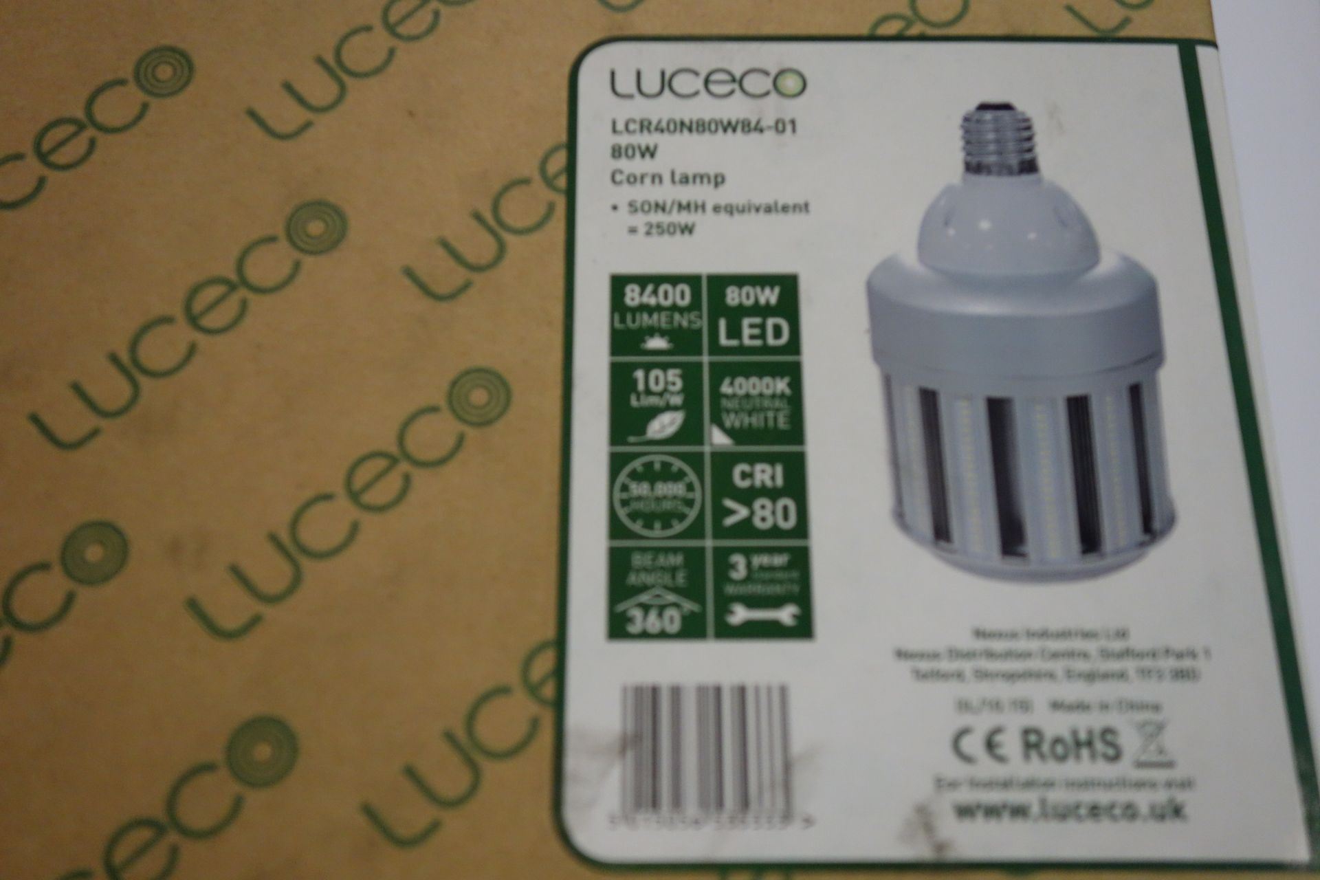 6 X Luceco LCR40N80W 84-01 Corn Lamps 80W LED 4000K Neutral White 8400 Lumens Son/MH Equivlent =