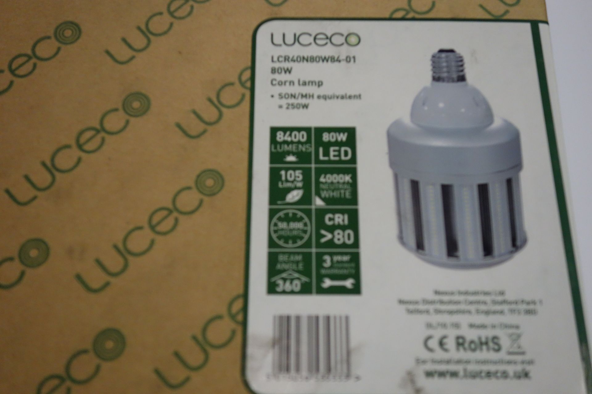 6 X Luceco LCR40N80W 84-01 Corn Lamps 80W LED 4000K Neutral White 8400 Lumens Son/MH Equivlent =