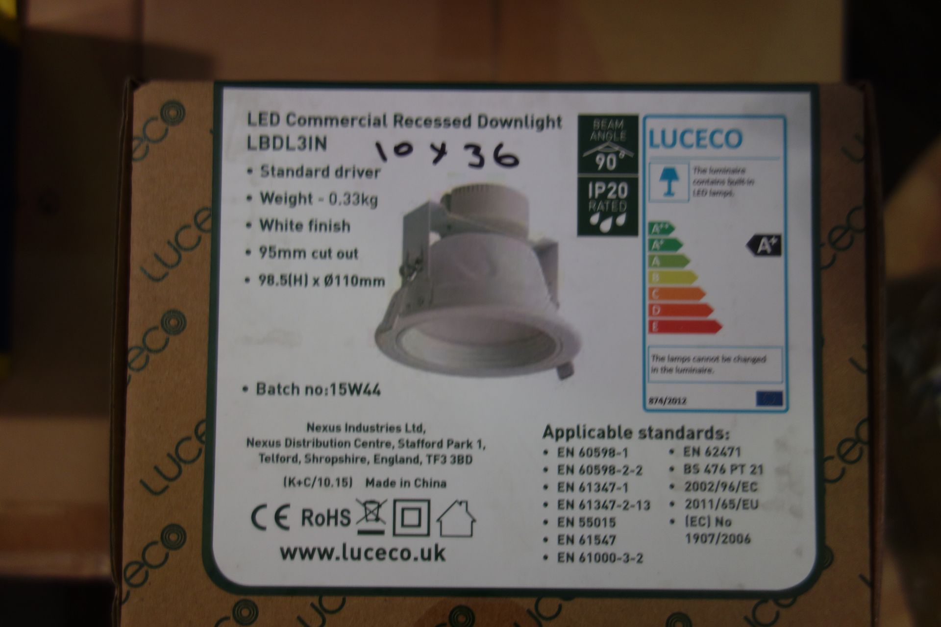 36 X Luceco LBDL3IN LED Commericial Recessed Downlights White Finish