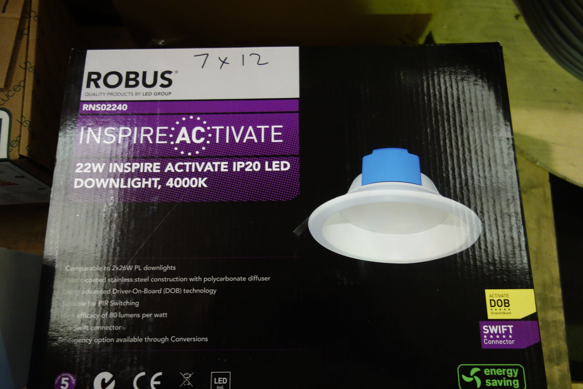 12 X Robus RN502240 Inspire Activate 22W IP20 LED Downlight 4000K Suitable For PIR Switching C/W