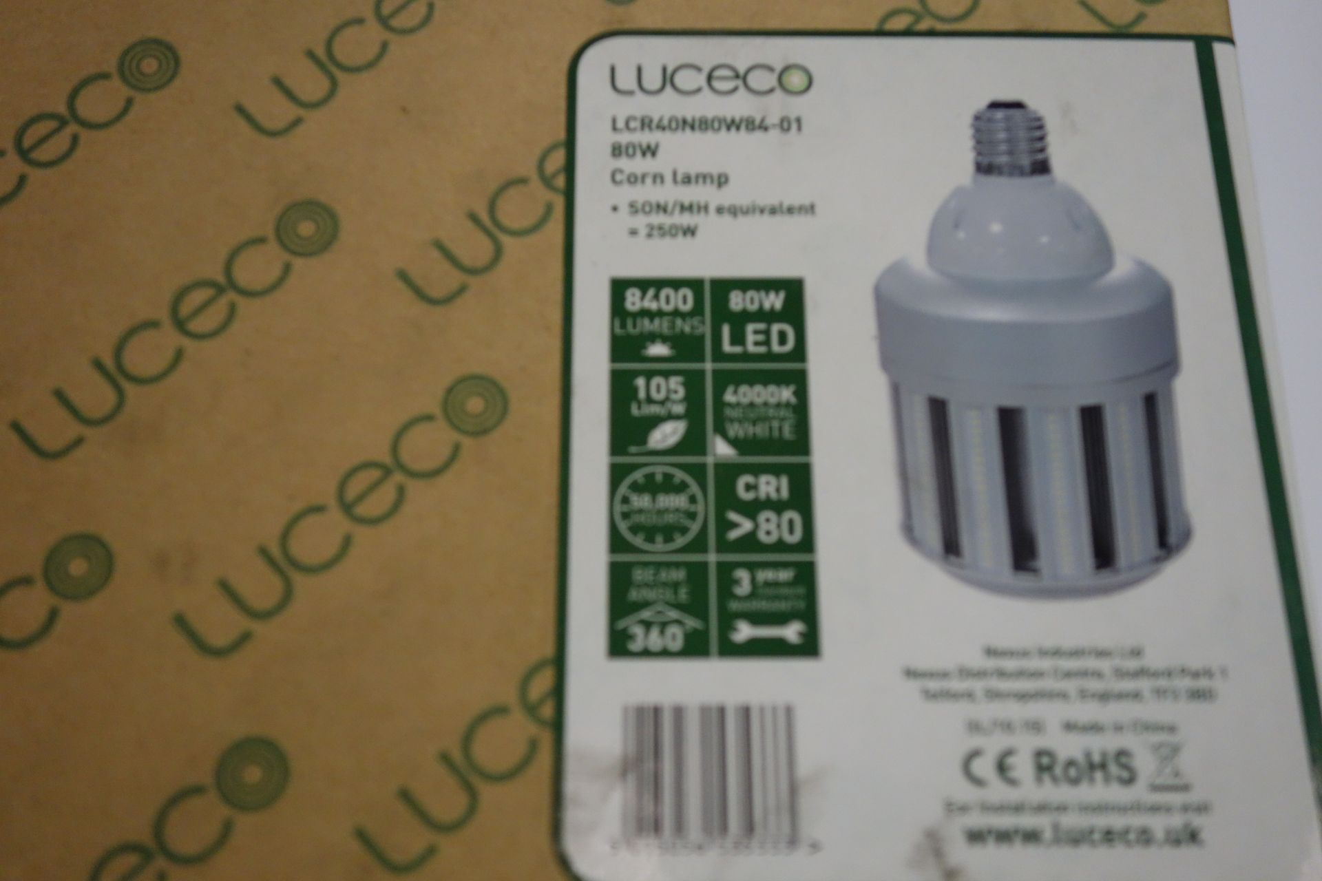 6 X Luceco LCR40N80W 84-01 Corn Lamps 80W LED 4000K Neutral White 8400 Lumens Son/MH Equivlent =