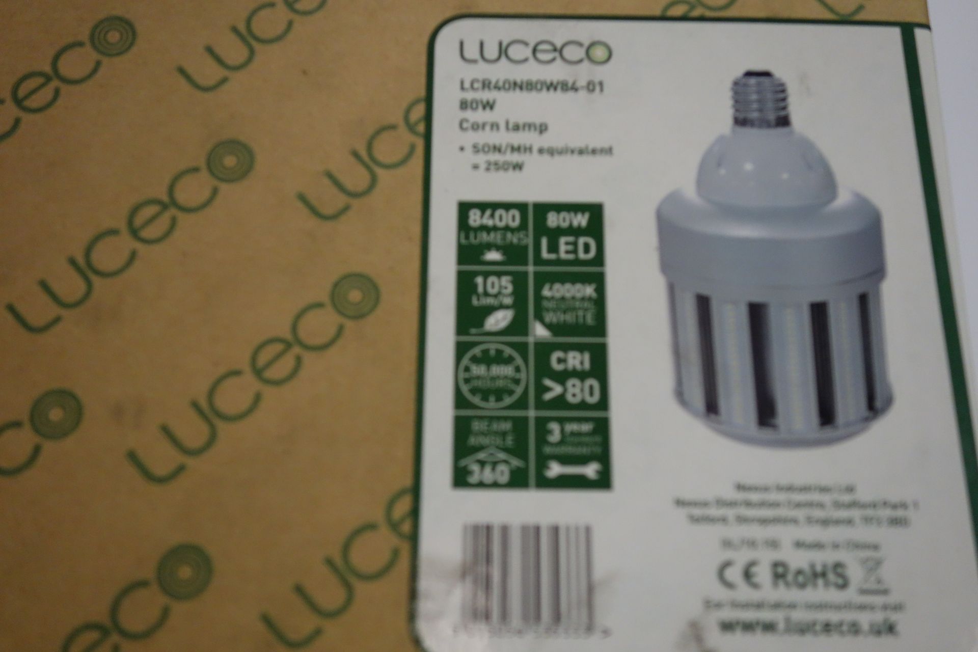 6 X Luceco LCR40N80W 84-01 Corn Lamps 80W LED 4000K Neutral White 8400 Lumens Son/MH Equivlent =