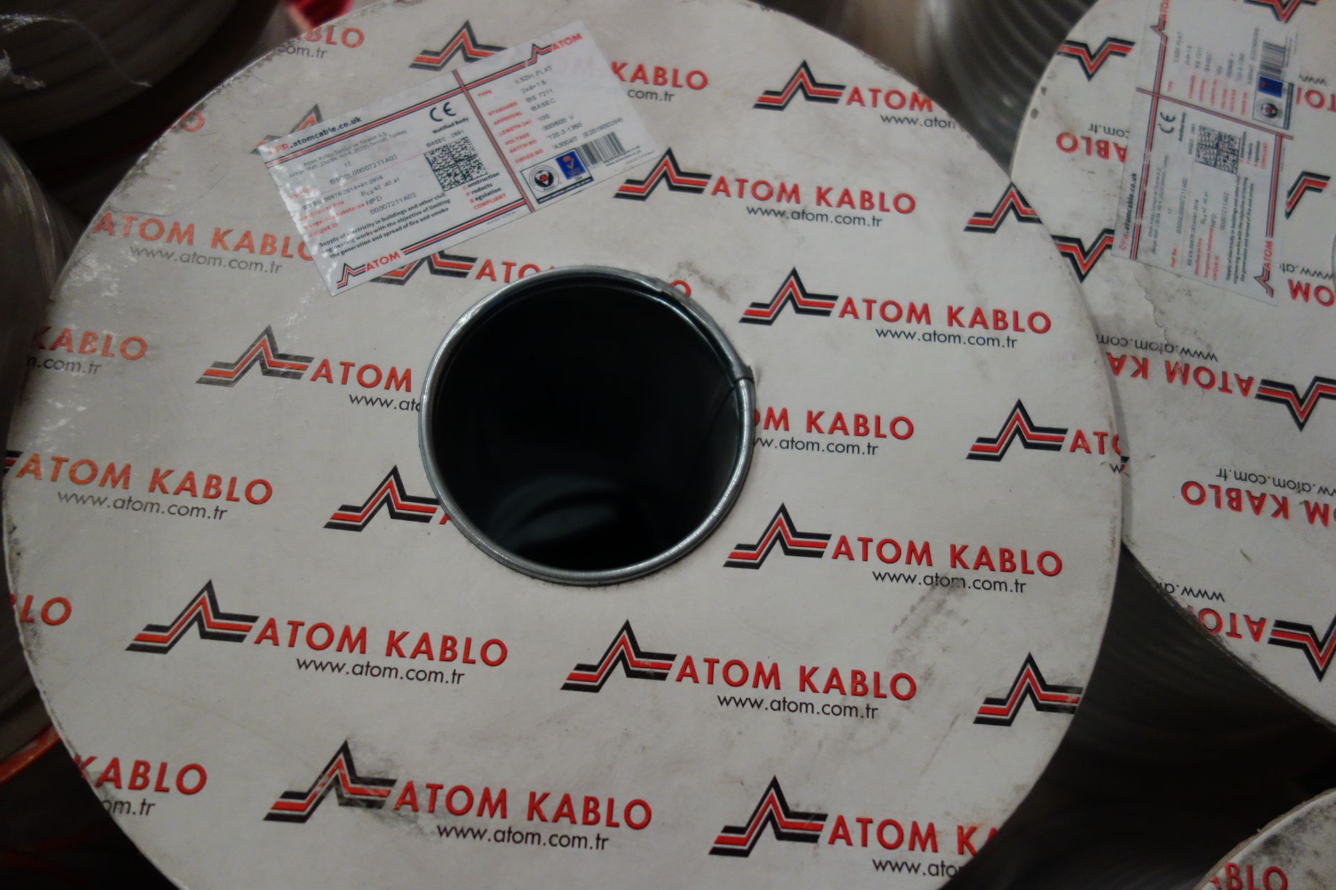 2 X 100M Drums Of Atom Kablo White Flat Cable Type LSZH 2 X 4MM + 1.5MM 300/500V 2 Core Brown + Blue