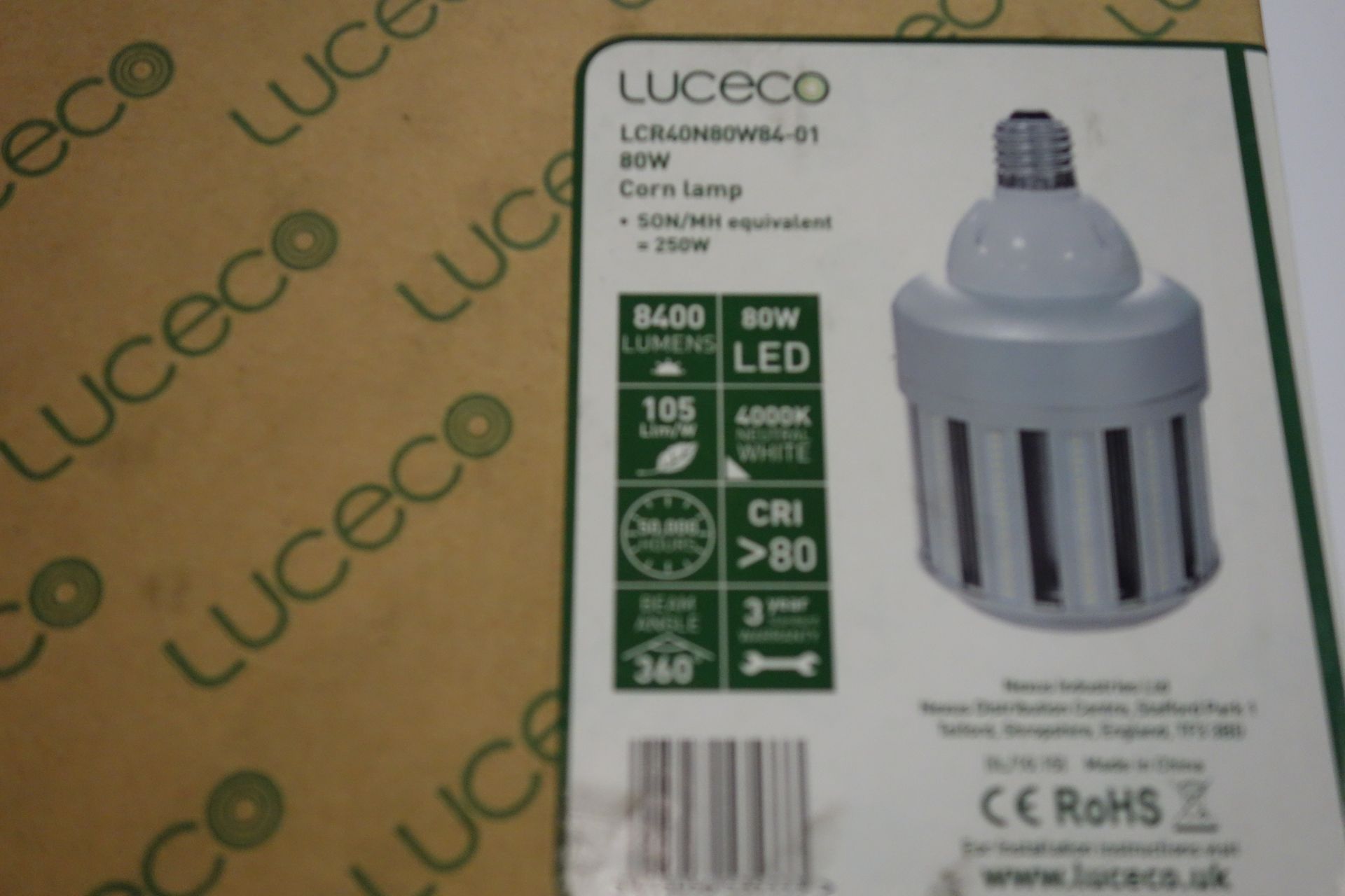 6 X Luceco LCR40N80W 84-01 Corn Lamps 80W LED 4000K Neutral White 8400 Lumens Son/MH Equivlent =