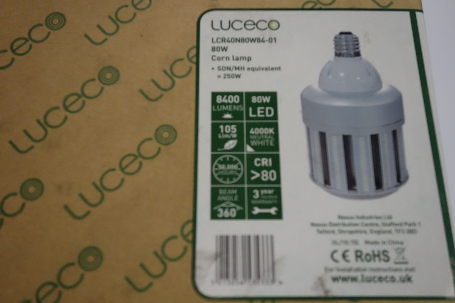 6 X Luceco LCR40N80W 84-01 Corn Lamps 80W LED 4000K Neutral White 8400 Lumens Son/MH Equivlent =