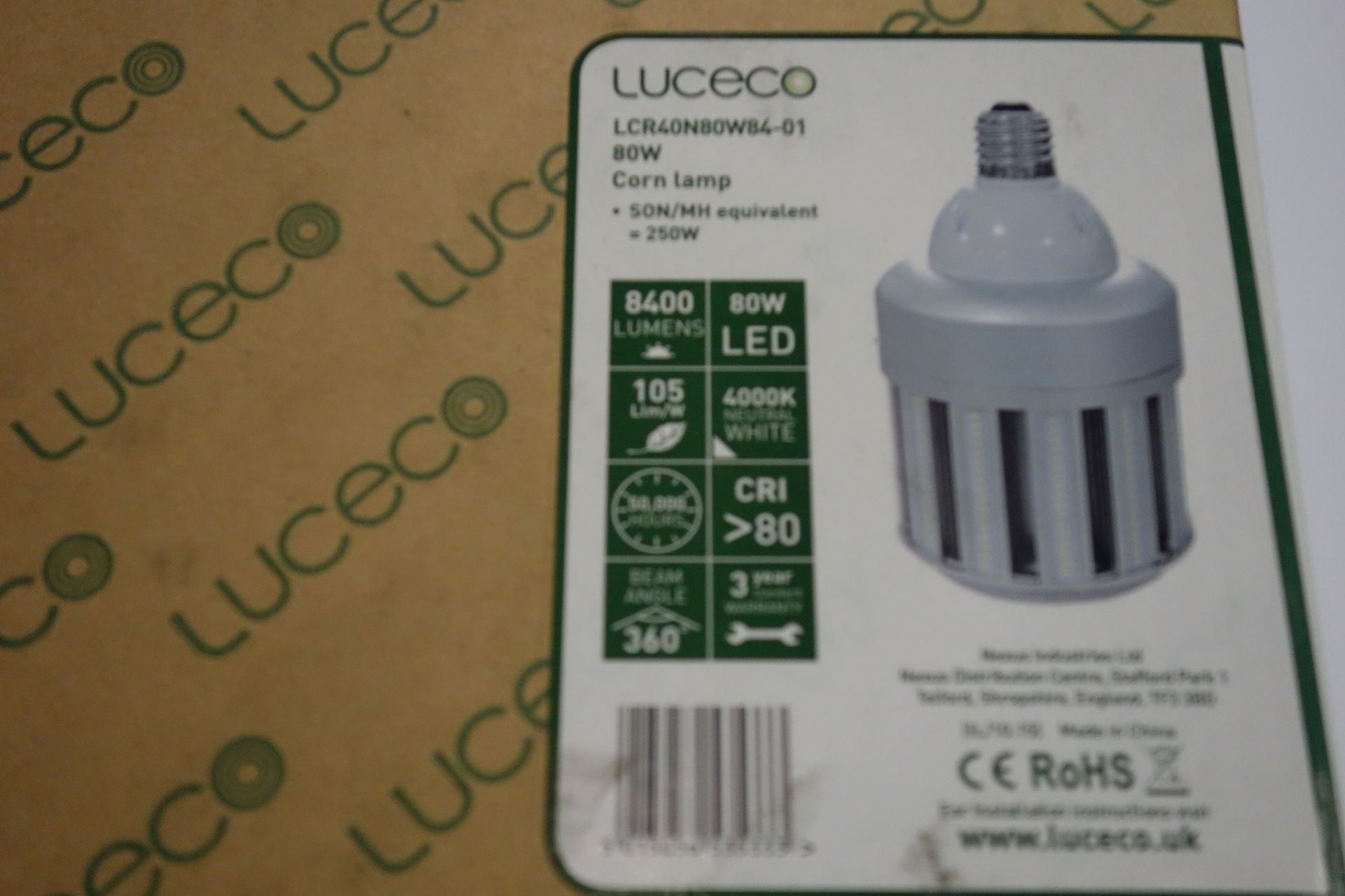 6 X Luceco LCR40N80W 84-01 Corn Lamps 80W LED 4000K Neutral White 8400 Lumens Son/MH Equivlent =