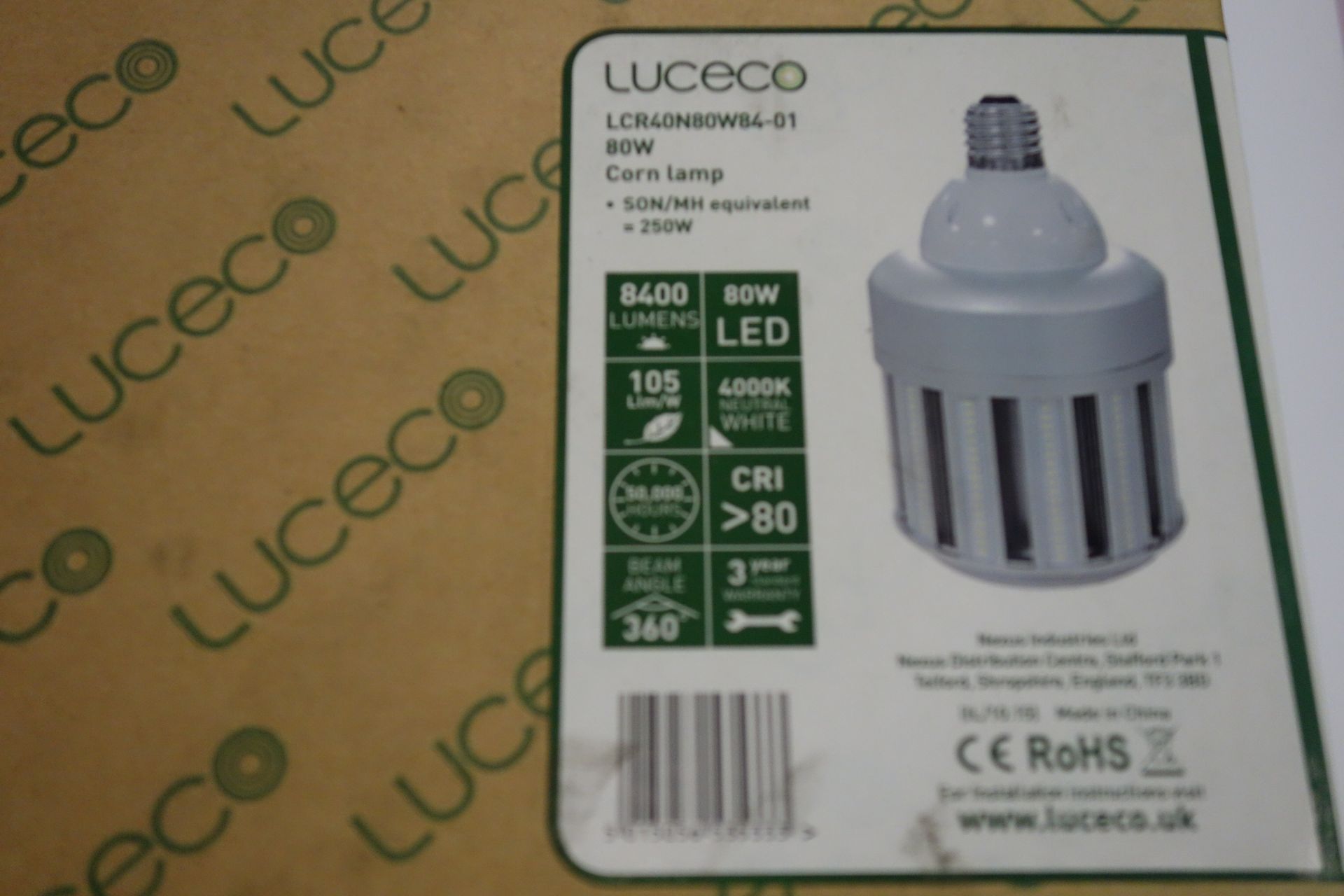 6 X Luceco LCR40N80W 84-01 Corn Lamps 80W LED 4000K Neutral White 8400 Lumens Son/MH Equivlent =