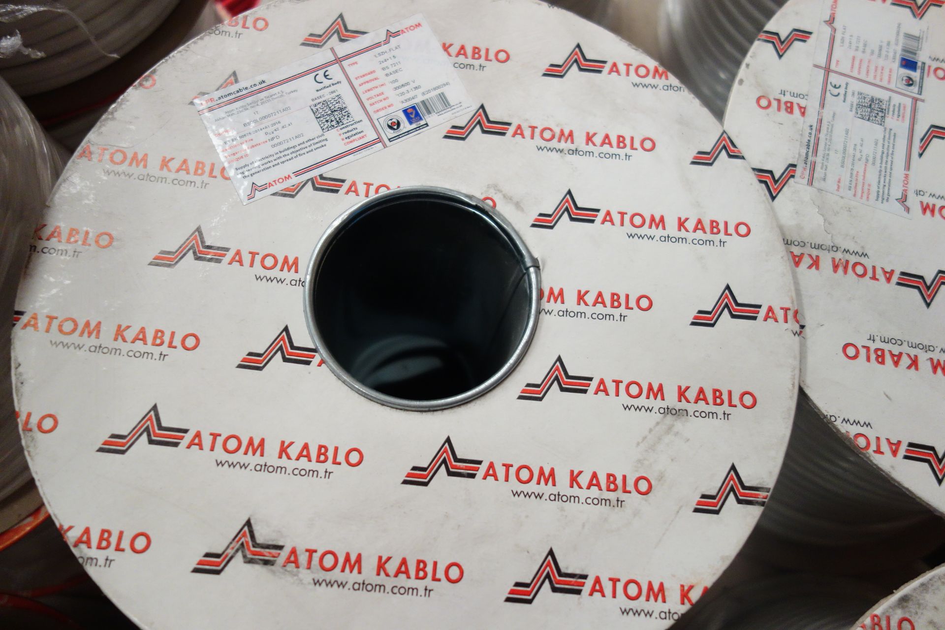 2 X 100M Drums Of Atom Kablo White Flat Cable Type LSZH 2 X 4MM + 1.5MM 300/500V 2 Core Brown + Blue