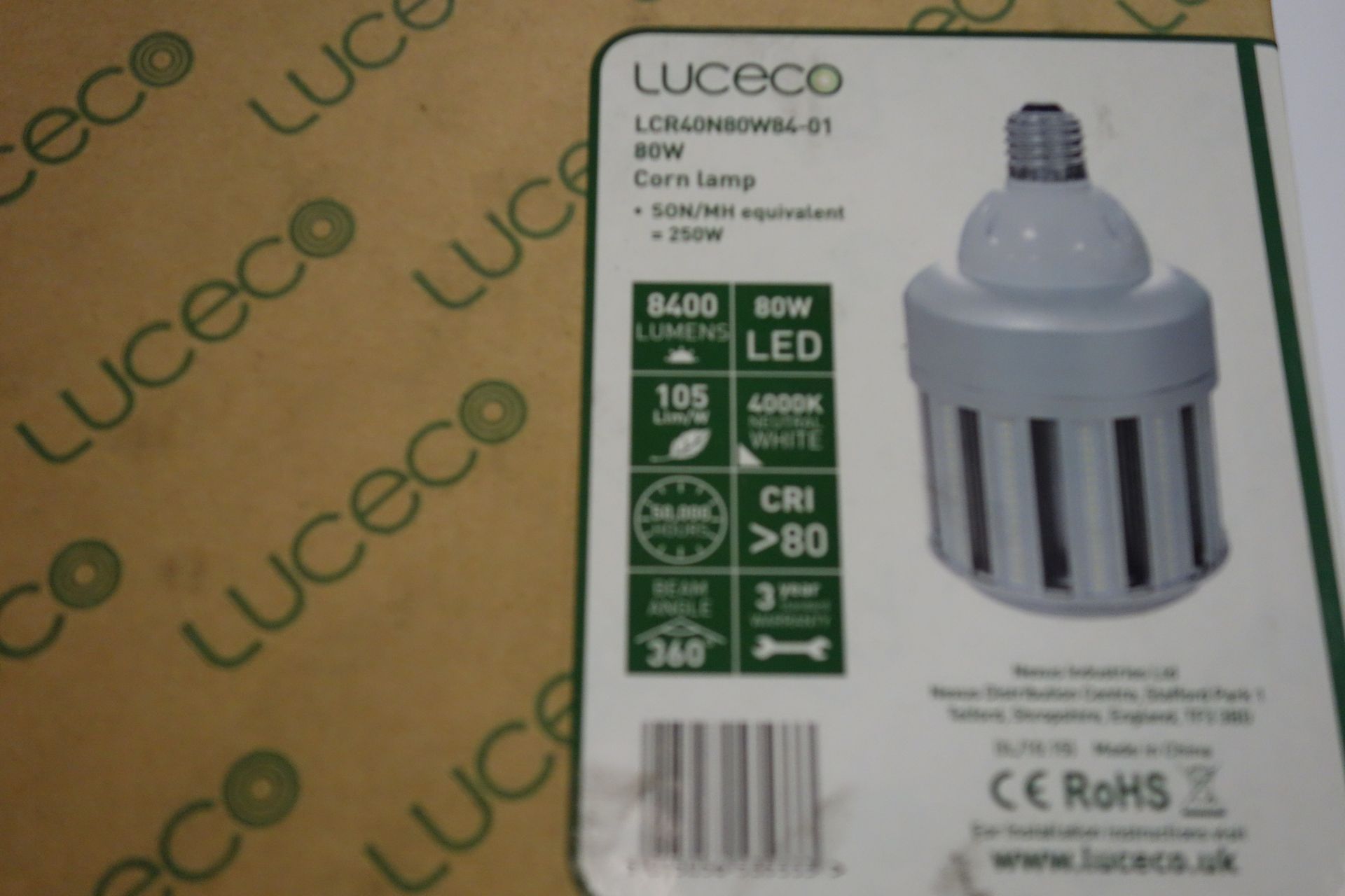 6 X Luceco LCR40N80W 84-01 Corn Lamps 80W LED 4000K Neutral White 8400 Lumens Son/MH Equivlent =