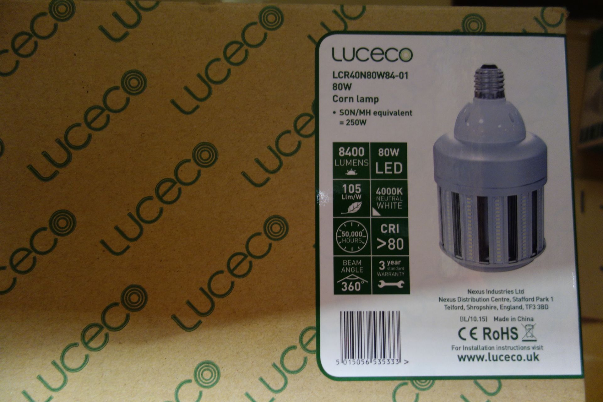 10 X Luceco LCR40N80W84-01 LED Corn Lamp 80W Natural Light 4000K E40 Fitting