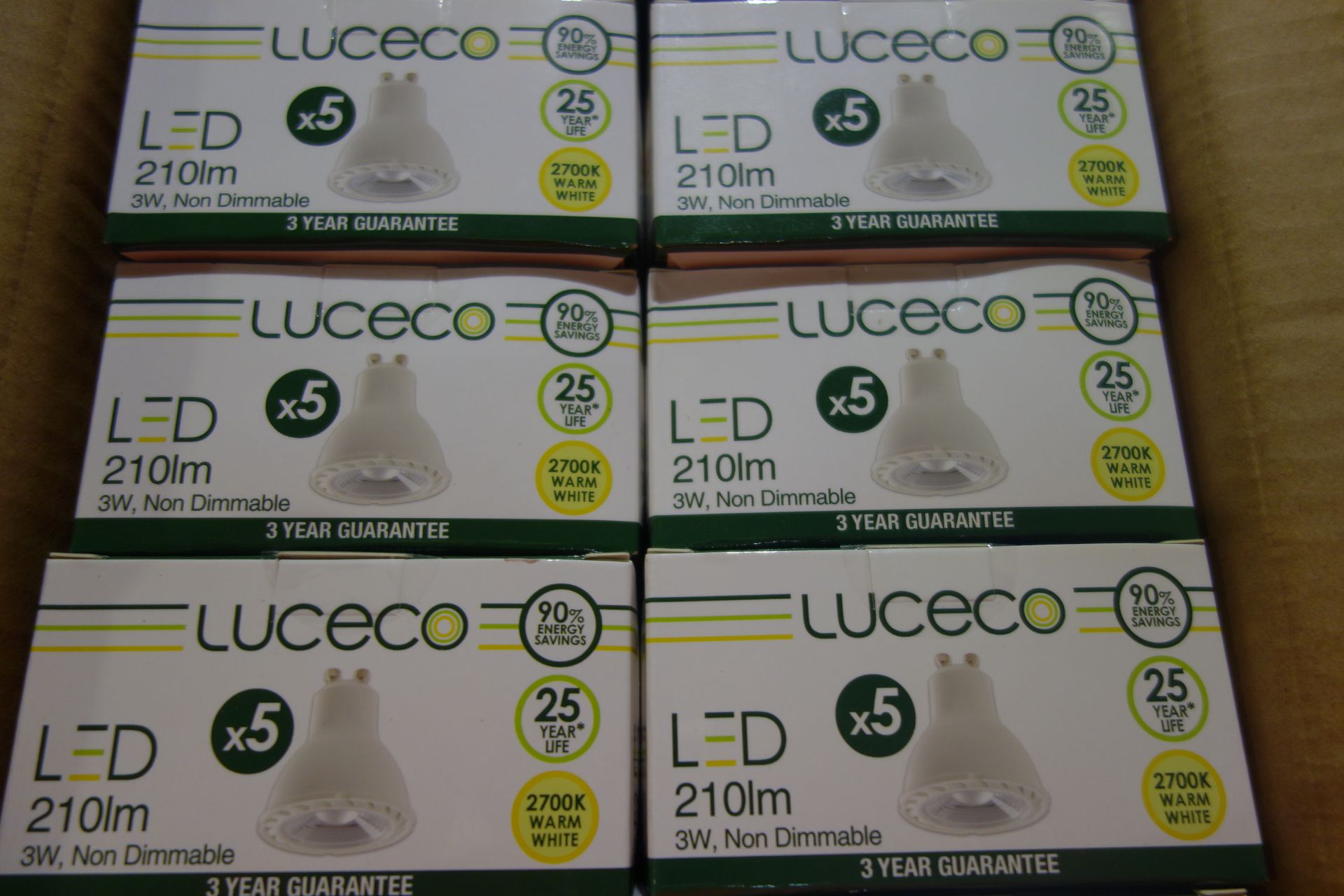 150 X Luceco LGW3W21/5-01 (JX) LED GU10 Lamps 210 Lumens 3W 2700K