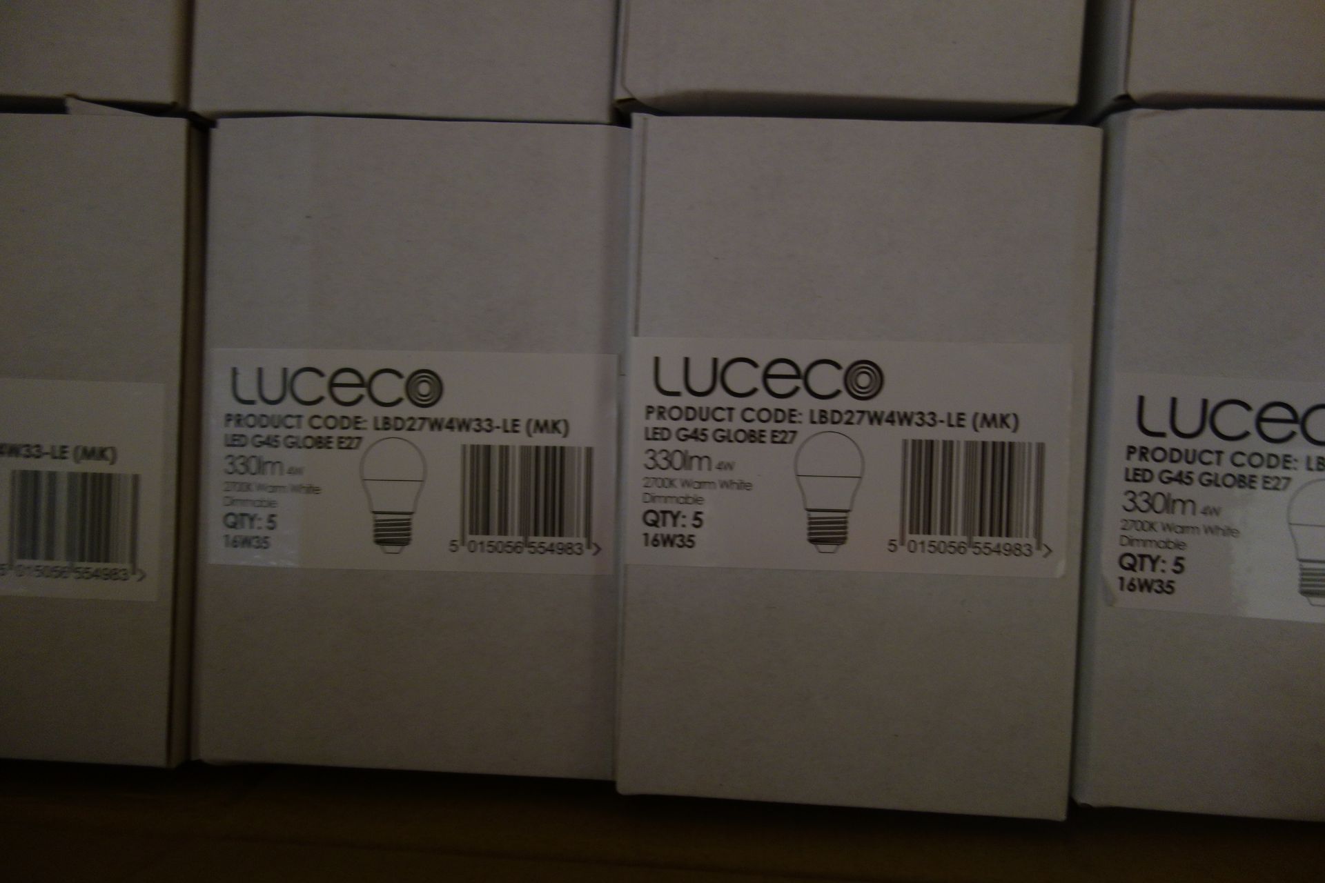 100 X Luceo LBD27W4W33-LE (MK) LED G45 Globe Lamps 330 Lumen 4W Dimmable E27 Fitting