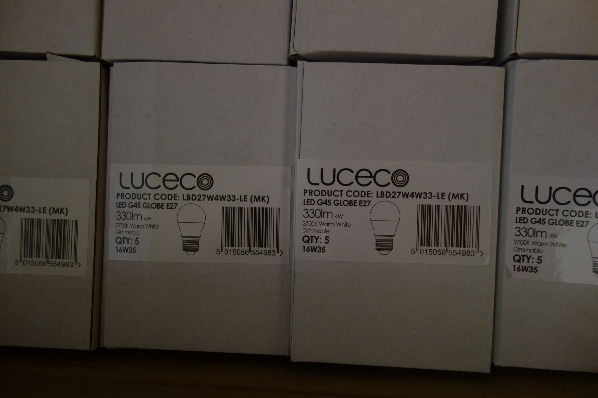 100 X Luceo LBD27W4W33-LE (MK) LED G45 Globe Lamps 330 Lumen 4W Dimmable E27 Fitting