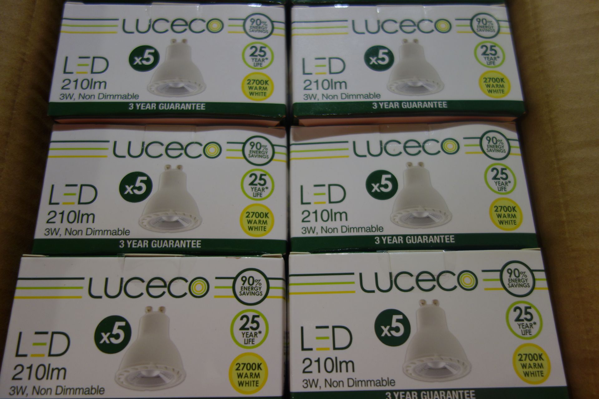 150 X Luceco LGW3W21/5-01 (JX) LED GU10 Lamps 210 Lumens 3W 2700K