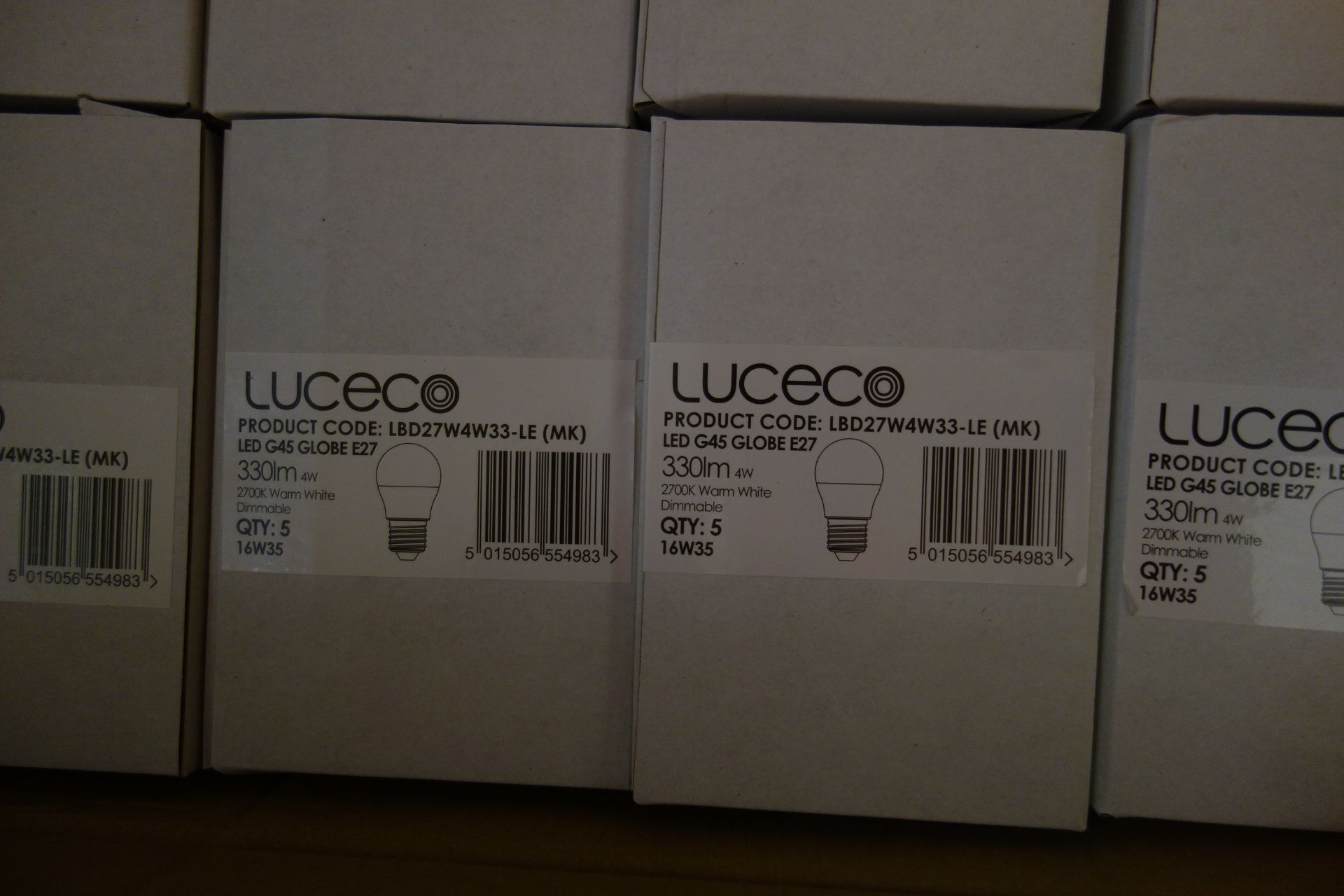 100 X Luceo LBD27W4W33-LE (MK) LED G45 Globe Lamps 330 Lumen 4W Dimmable E27 Fitting