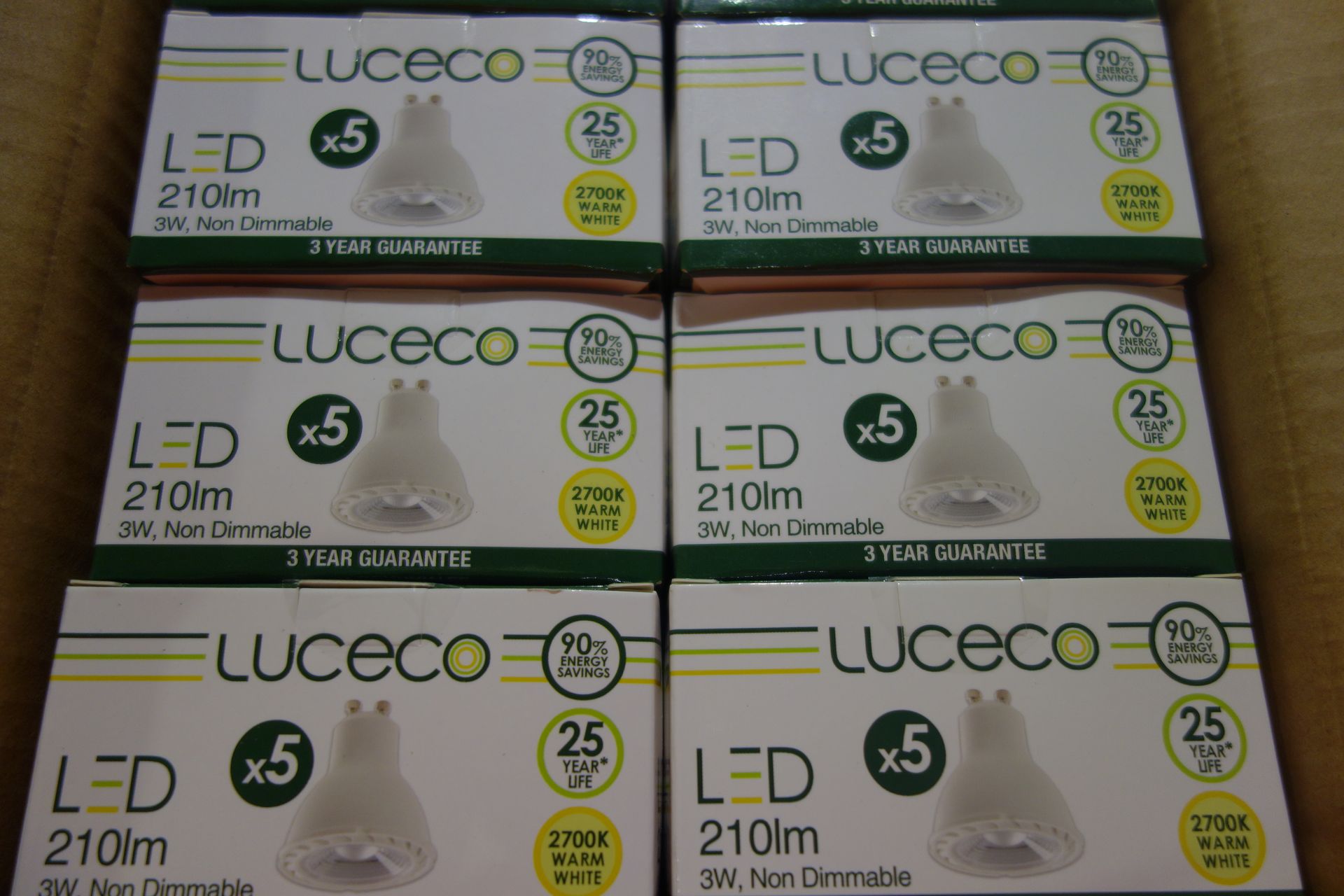 150 X Luceco LGW3W21/5-01 (JX) LED GU10 Lamps 210 Lumens 3W 2700K