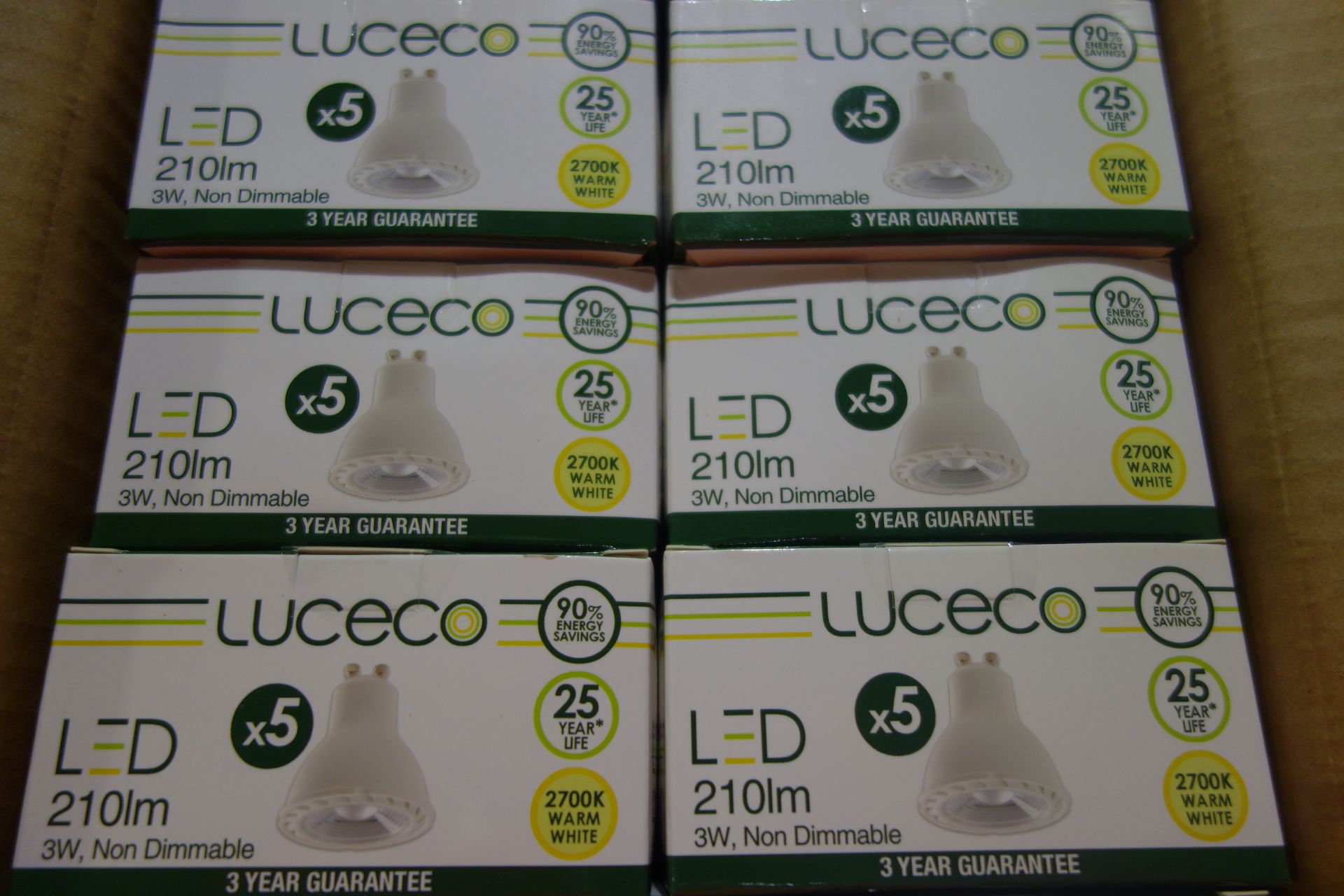 150 X Luceco LGW3W21/5-01 (JX) LED GU10 Lamps 210 Lumens 3W 2700K