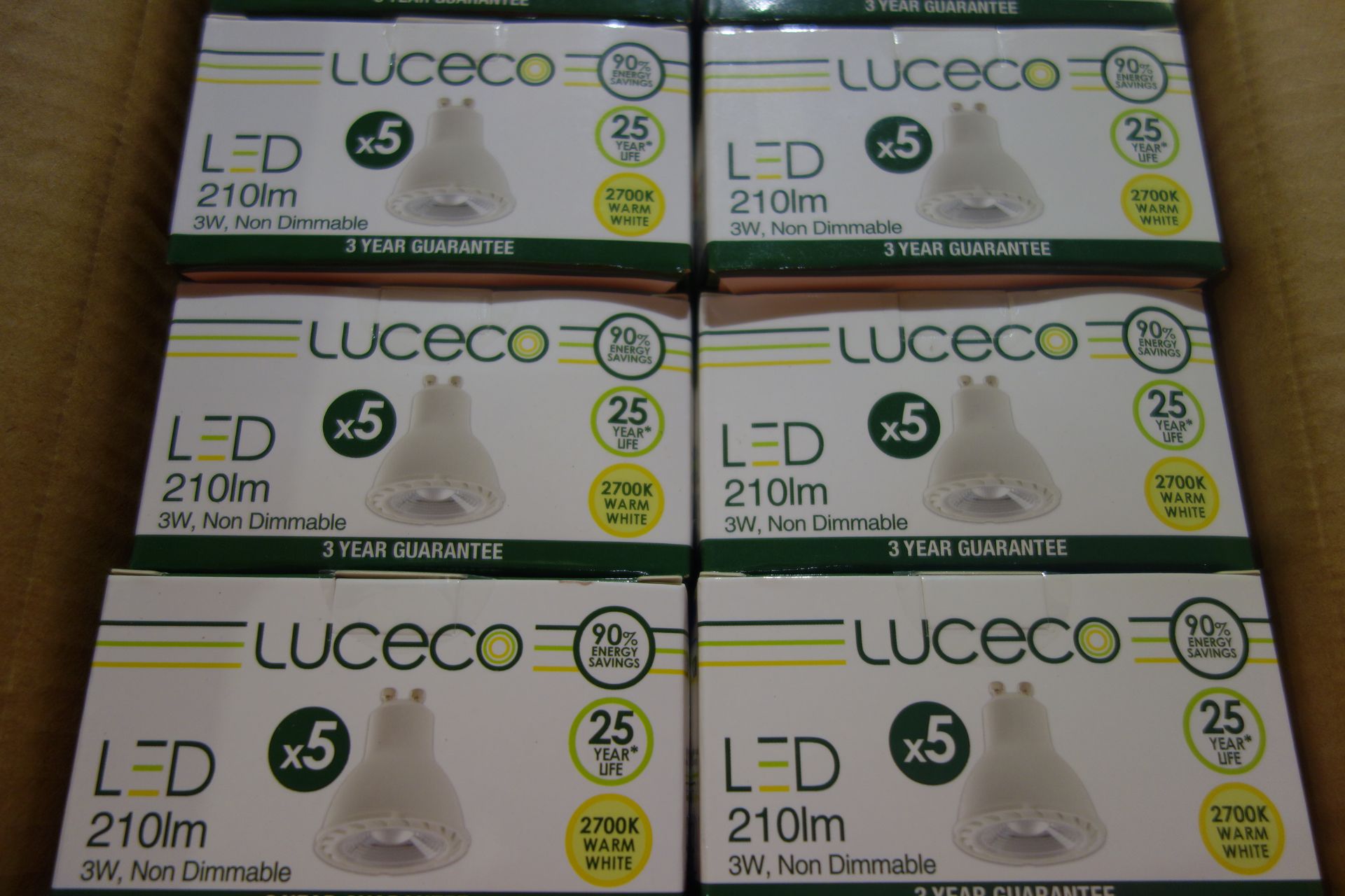 150 X Luceco LGW3W21/5-01 (JX) LED GU10 Lamps 210 Lumens 3W 2700K