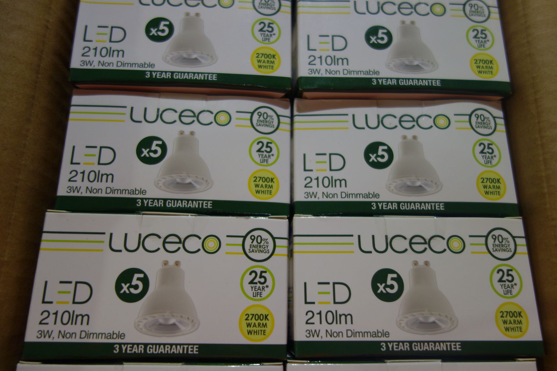 150 X Luceco LGW3W21/5-01 (JX) LED GU10 Lamps 210 Lumens 3W 2700K