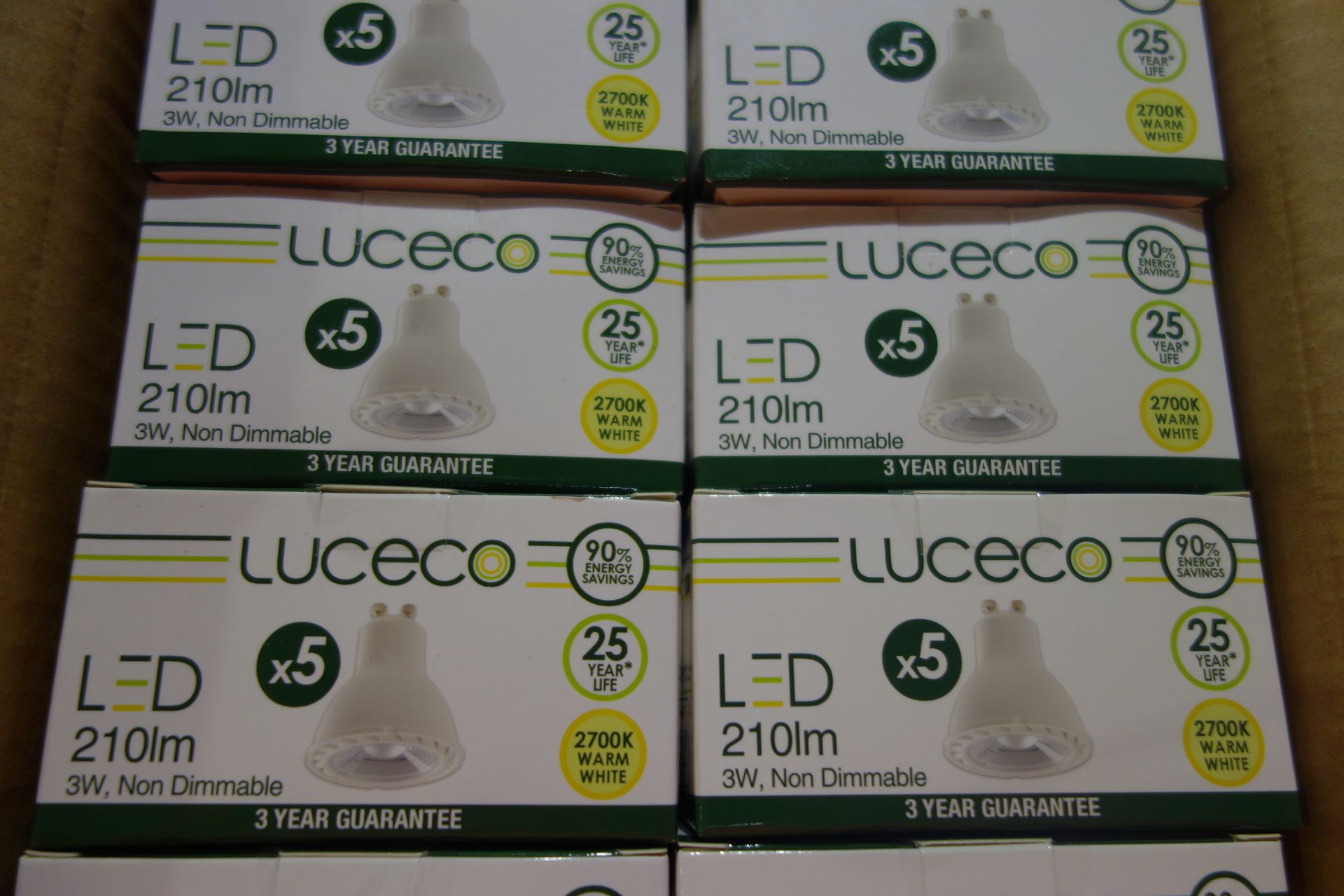 150 X Luceco LGW3W21/5-01 (JX) LED GU10 Lamps 210 Lumens 3W 2700K