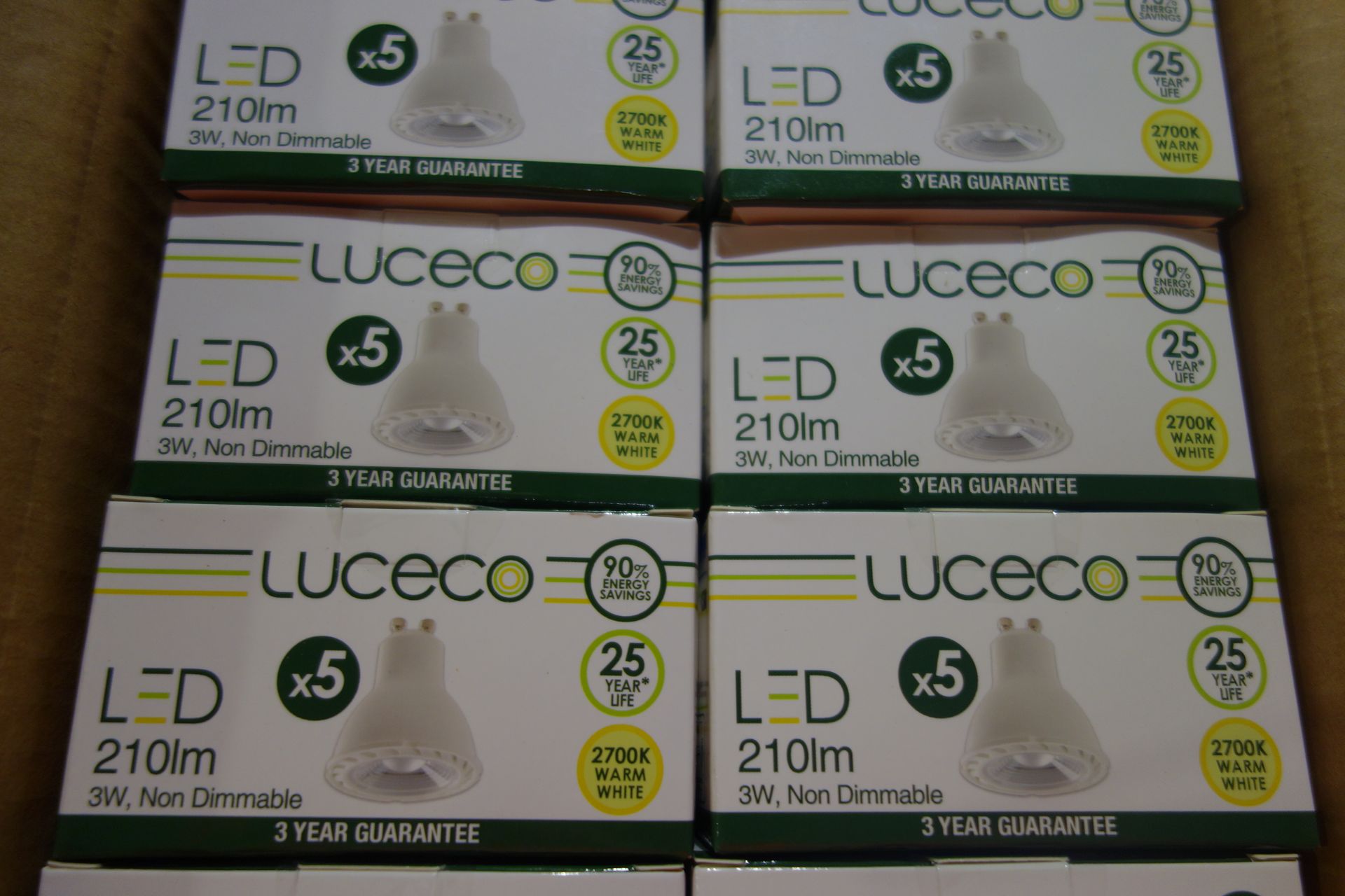 150 X Luceco LGW3W21/5-01 (JX) LED GU10 Lamps 210 Lumens 3W 2700K