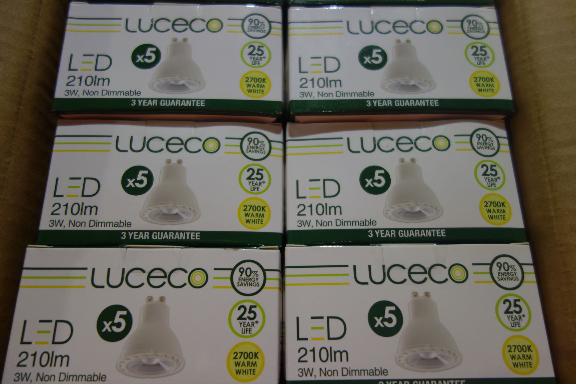 150 X Luceco LGW3W21/5-01 (JX) LED GU10 Lamps 210 Lumens 3W 2700K