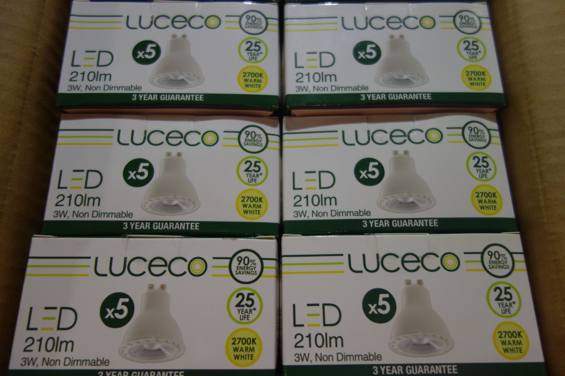 150 X Luceco LGW3W21/5-01 (JX) LED GU10 Lamps 210 Lumens 3W 2700K