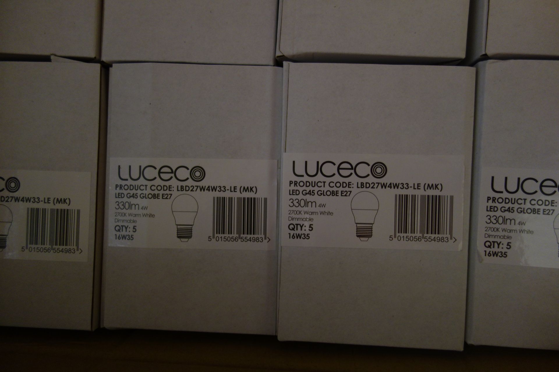 100 X Luceo LBD27W4W33-LE (MK) LED G45 Globe Lamps 330 Lumen 4W Dimmable E27 Fitting