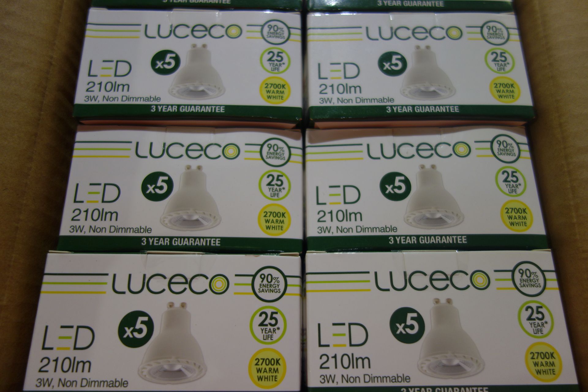 150 X Luceco LGW3W21/5-01 (JX) LED GU10 Lamps 210 Lumens 3W 2700K