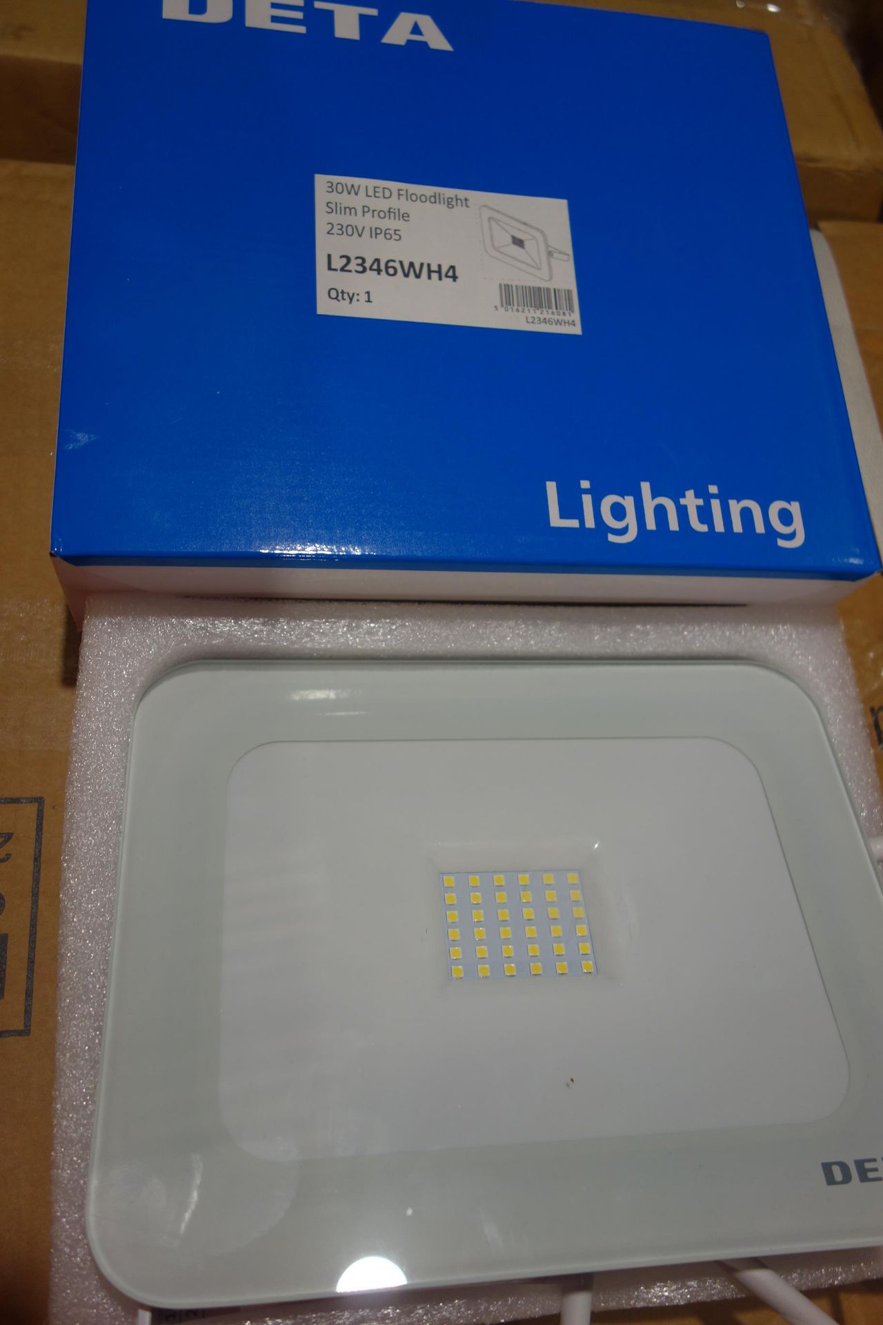 6 X Deta L2346WH4 30W LED Floodlight Slim Profile White Finish