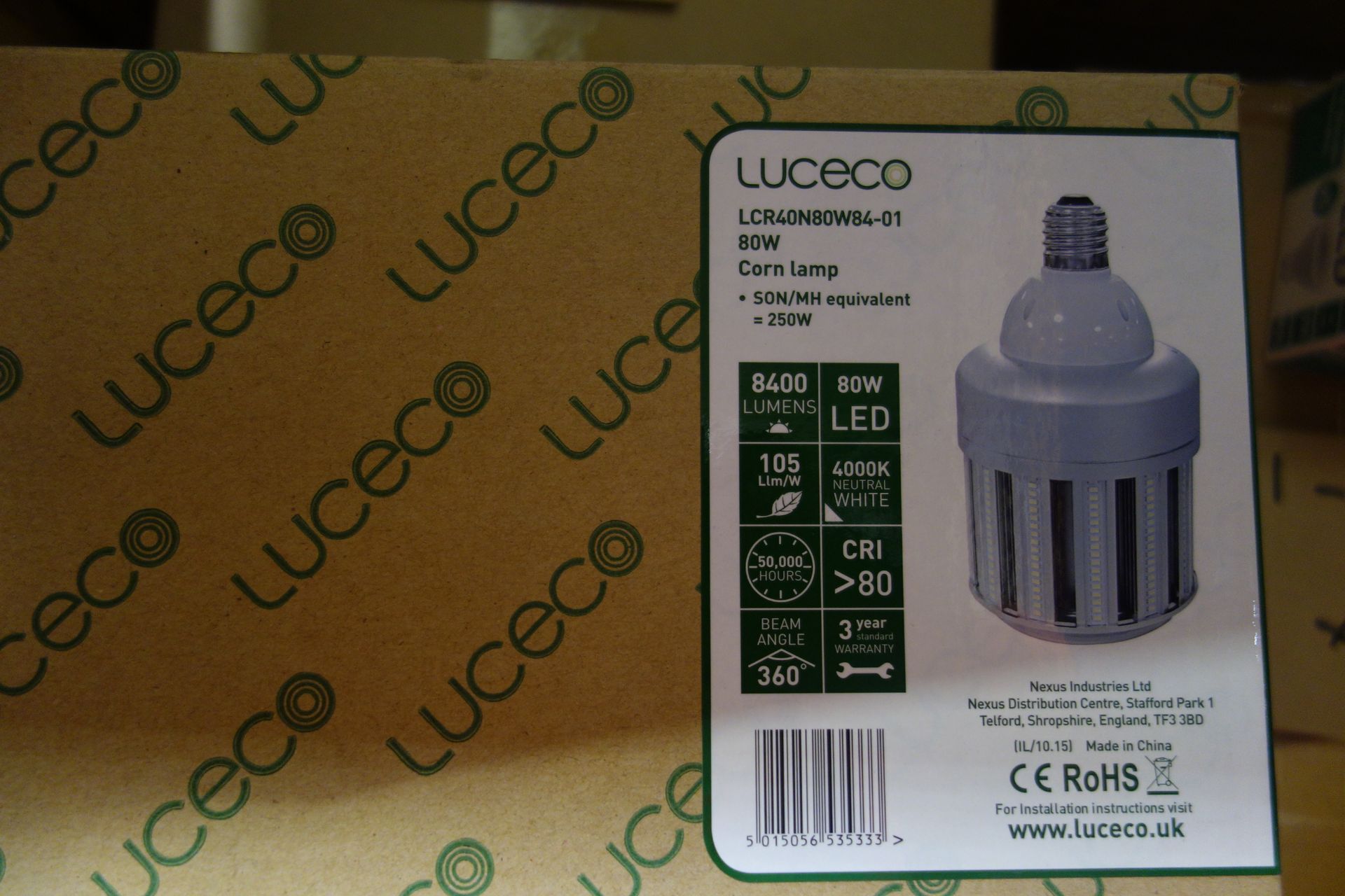 10 X Luceco LCR40N80W84-01 LED Corn Lamp 80W Natural Light 4000K E40 Fitting