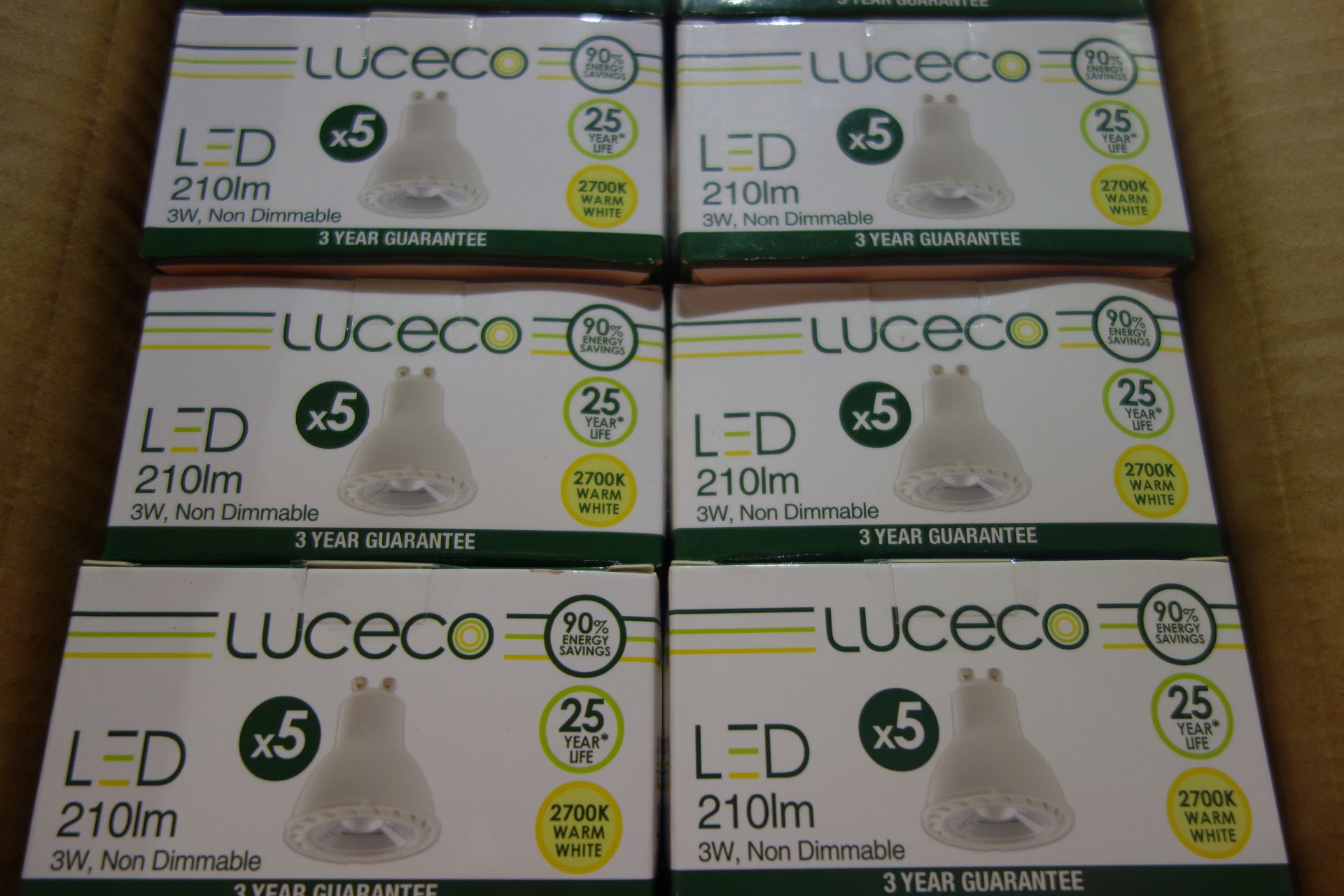 150 X Luceco LGW3W21/5-01 (JX) LED GU10 Lamps 210 Lumens 3W 2700K