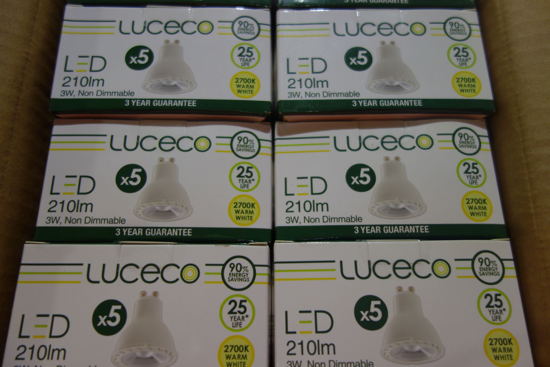 150 X Luceco LGW3W21/5-01 (JX) LED GU10 Lamps 210 Lumens 3W 2700K